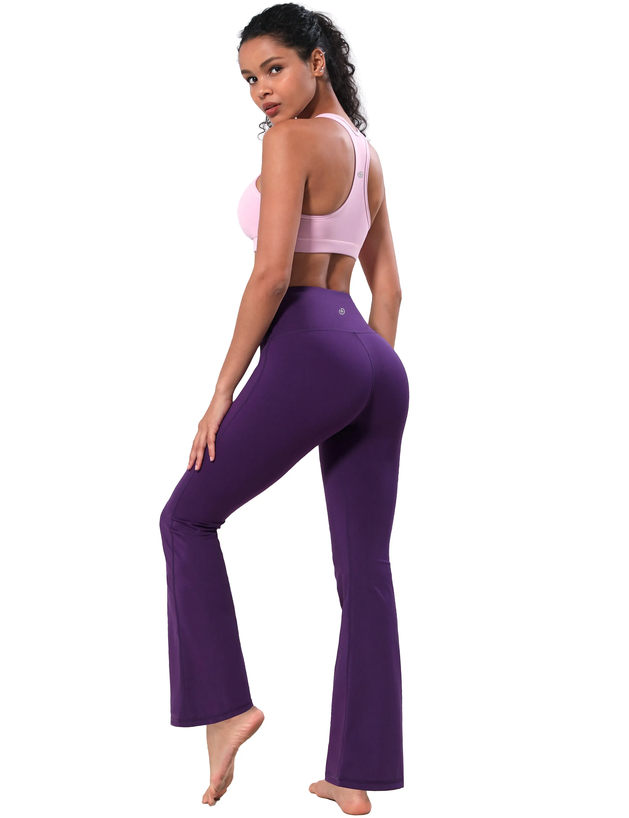 High Waist Bootcut Leggings pansypurple_Running
