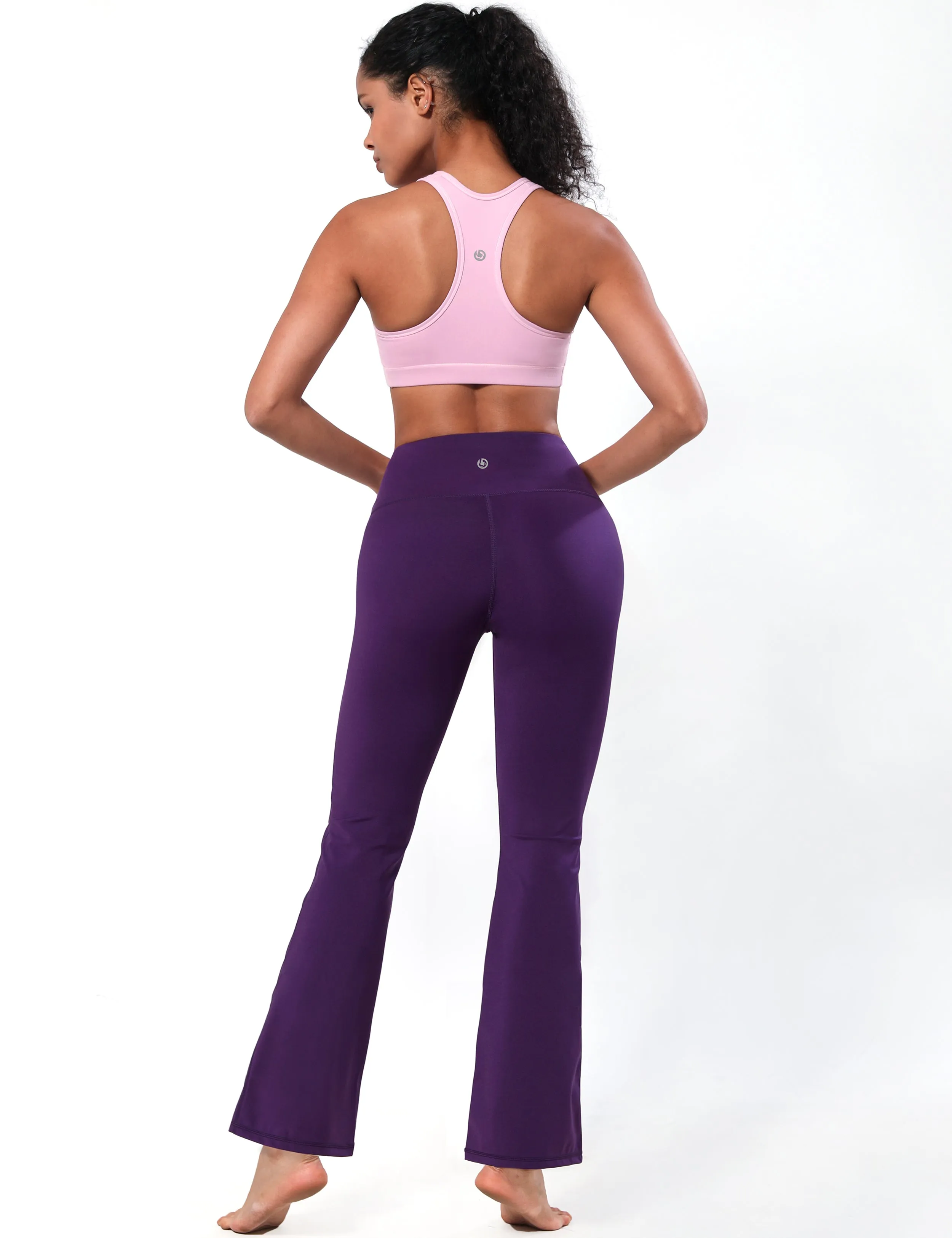 High Waist Bootcut Leggings pansypurple_Running
