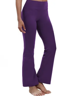 High Waist Bootcut Leggings pansypurple_Running