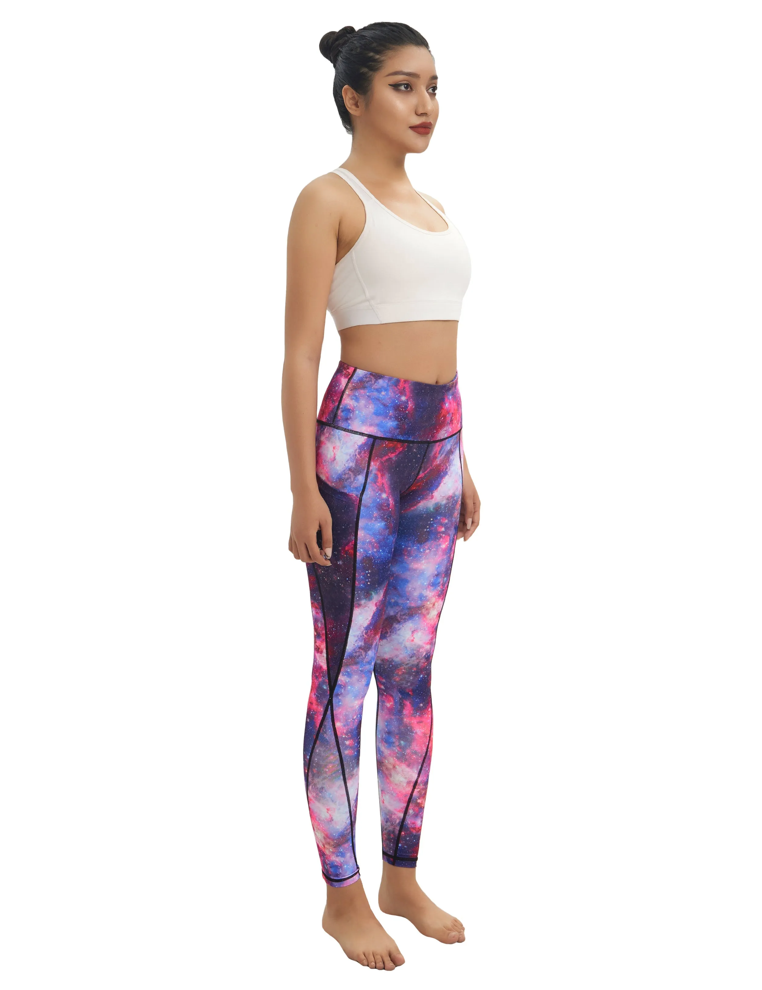 High Waist Side Pockets Running Pants galaxy_Running