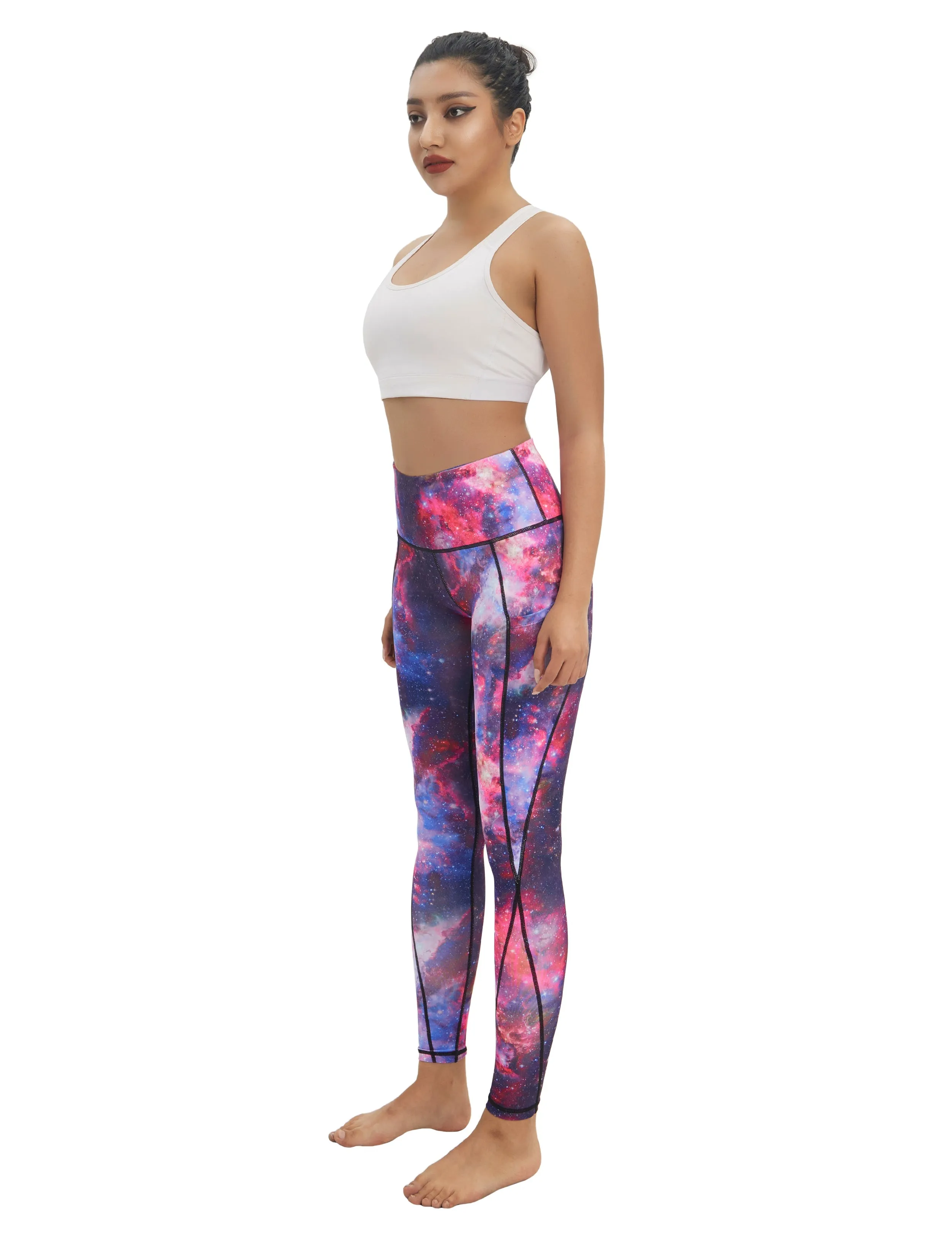 High Waist Side Pockets Running Pants galaxy_Running