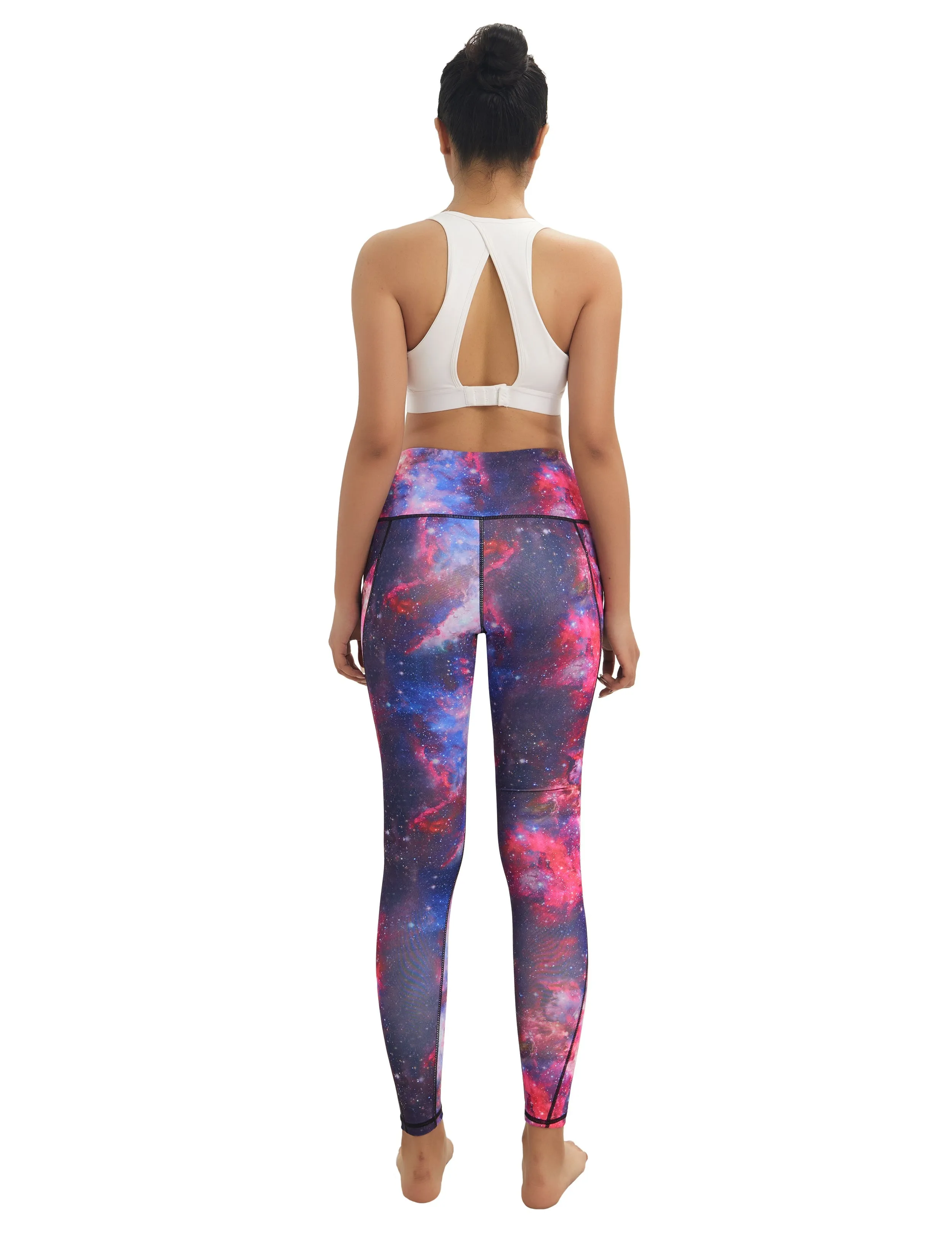 High Waist Side Pockets Running Pants galaxy_Running