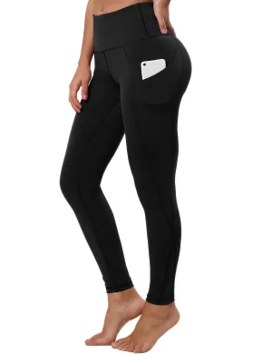 High Waist Side Pockets Running Pants jetblack_Running