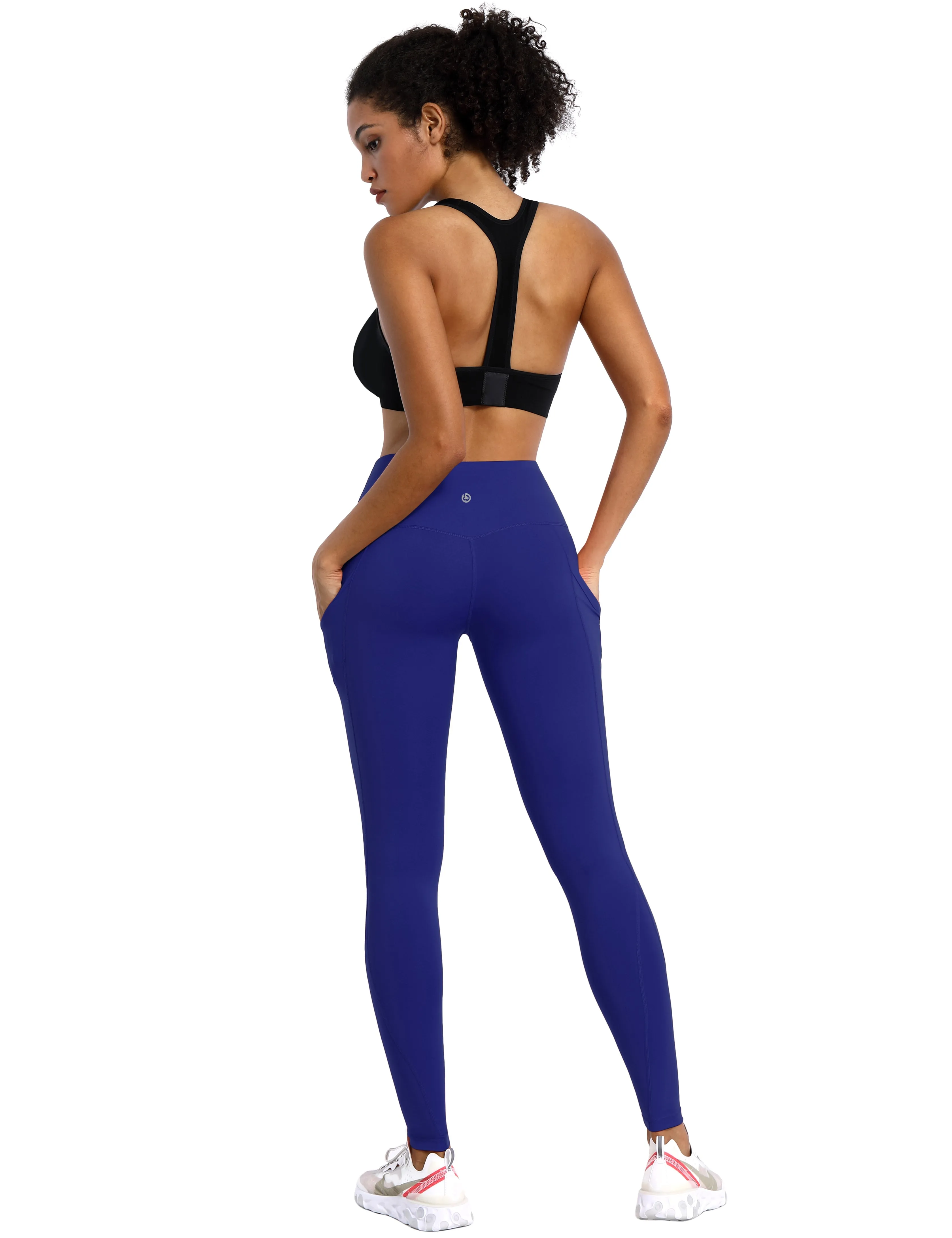 High Waist Side Pockets Running Pants navy_Running