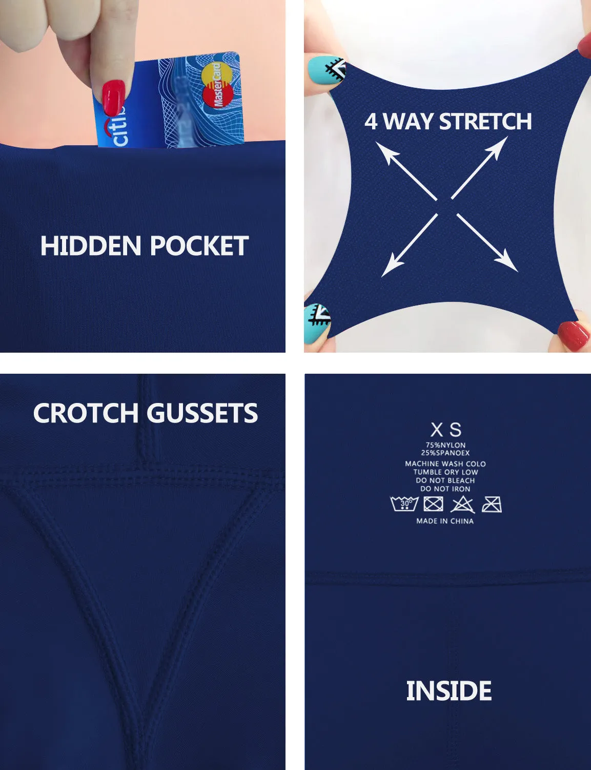 High Waist Side Pockets Running Pants navy_Running