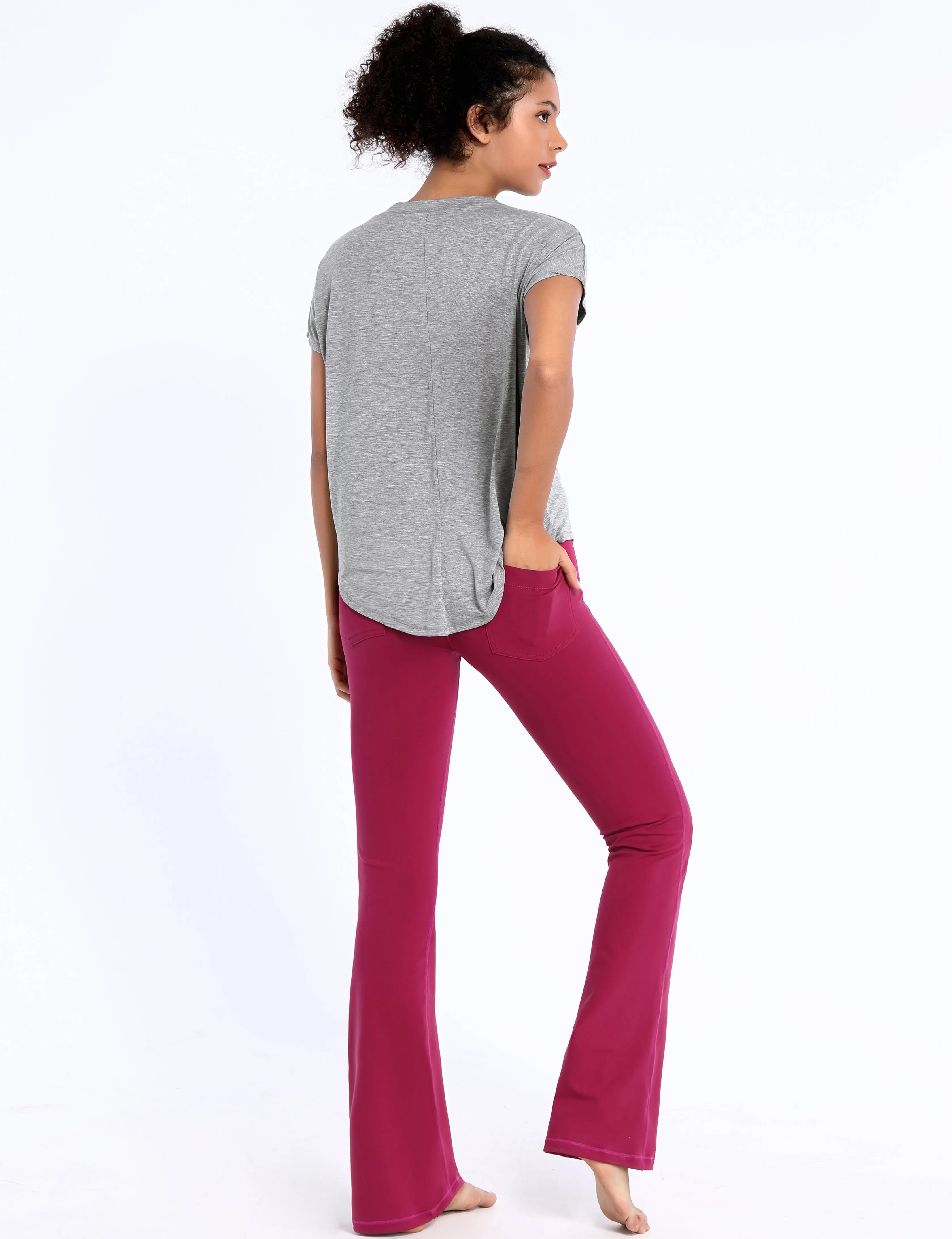 Hip Length Short Sleeve Shirt heathergray_Running