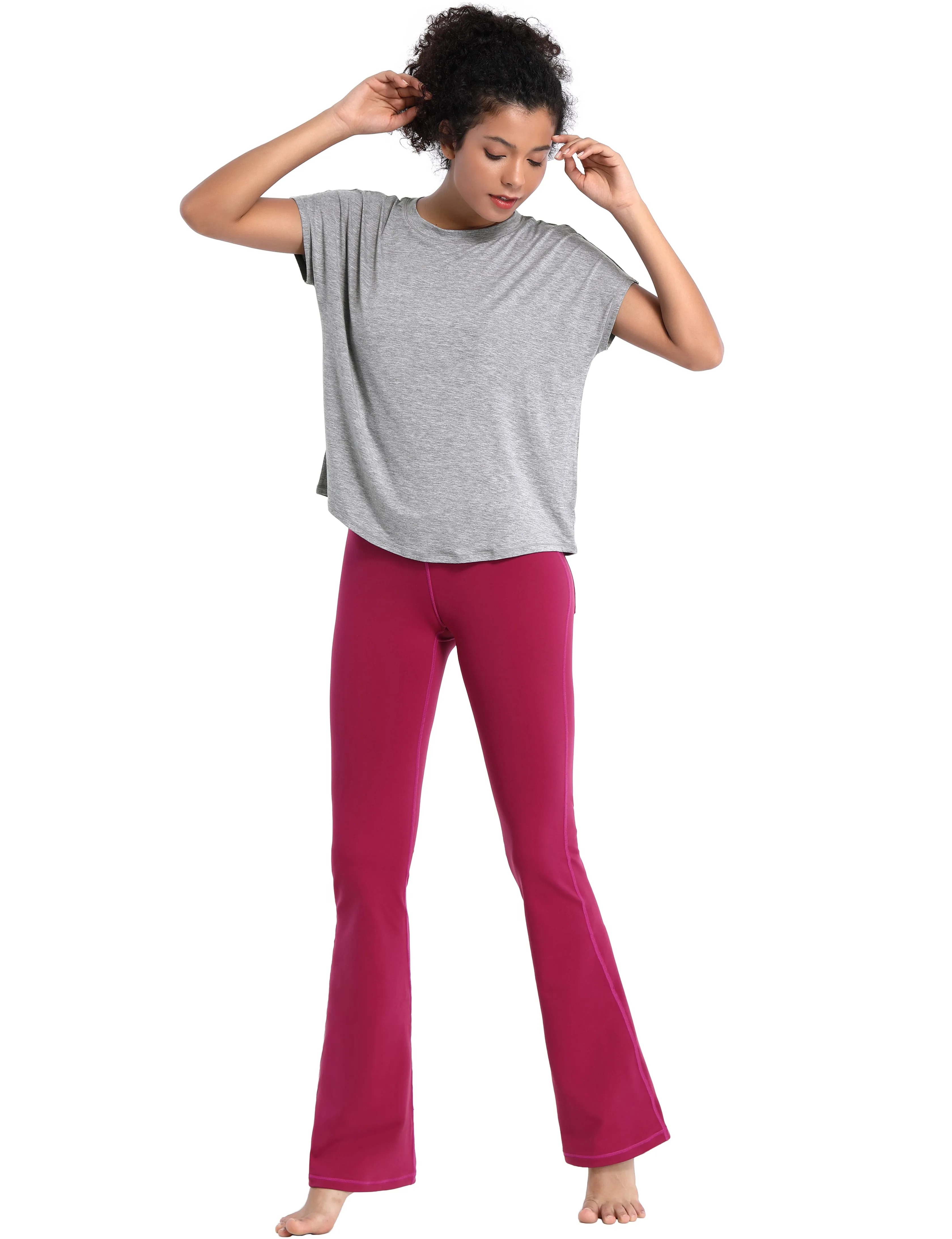 Hip Length Short Sleeve Shirt heathergray_Running
