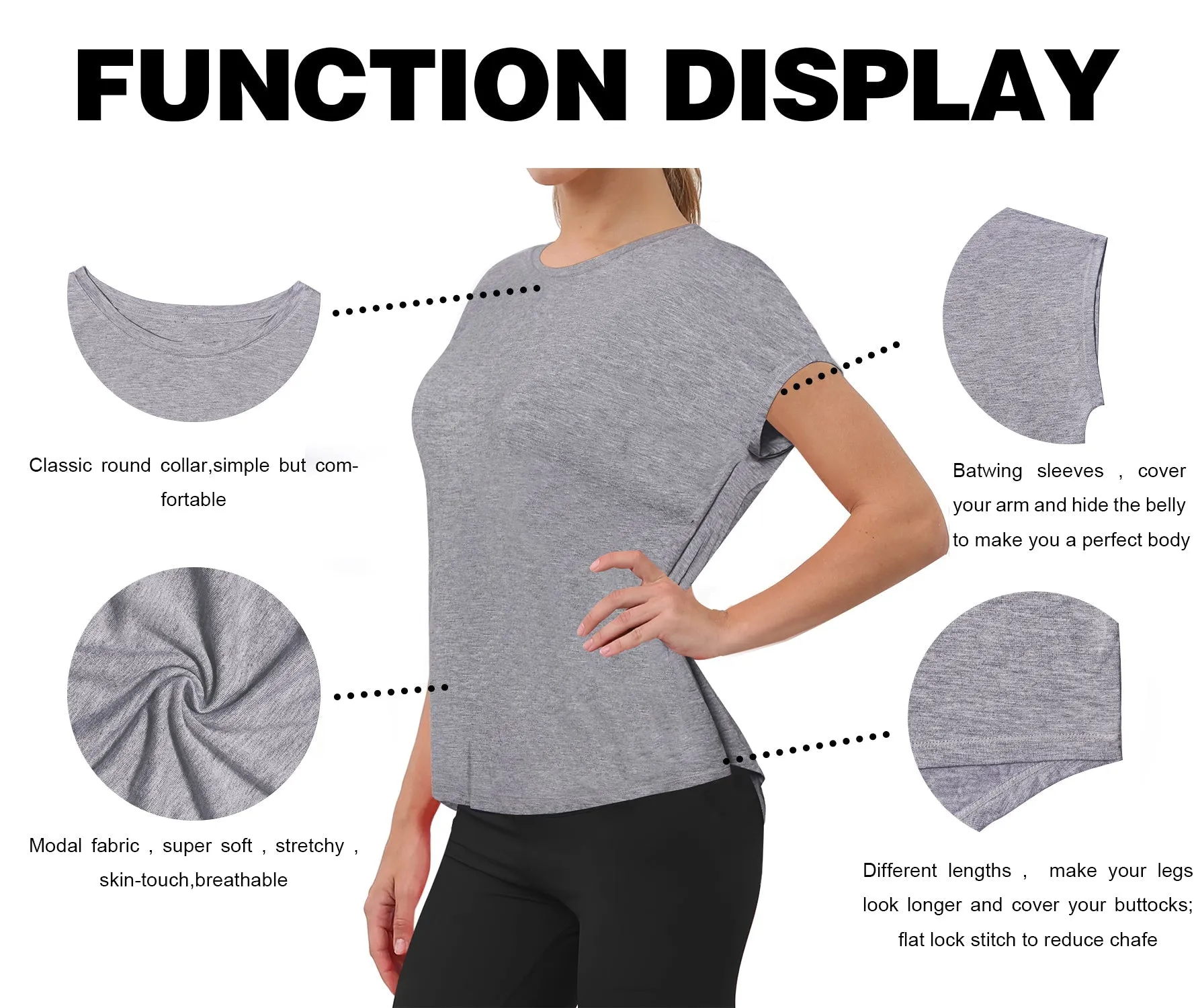 Hip Length Short Sleeve Shirt heathergray_Running