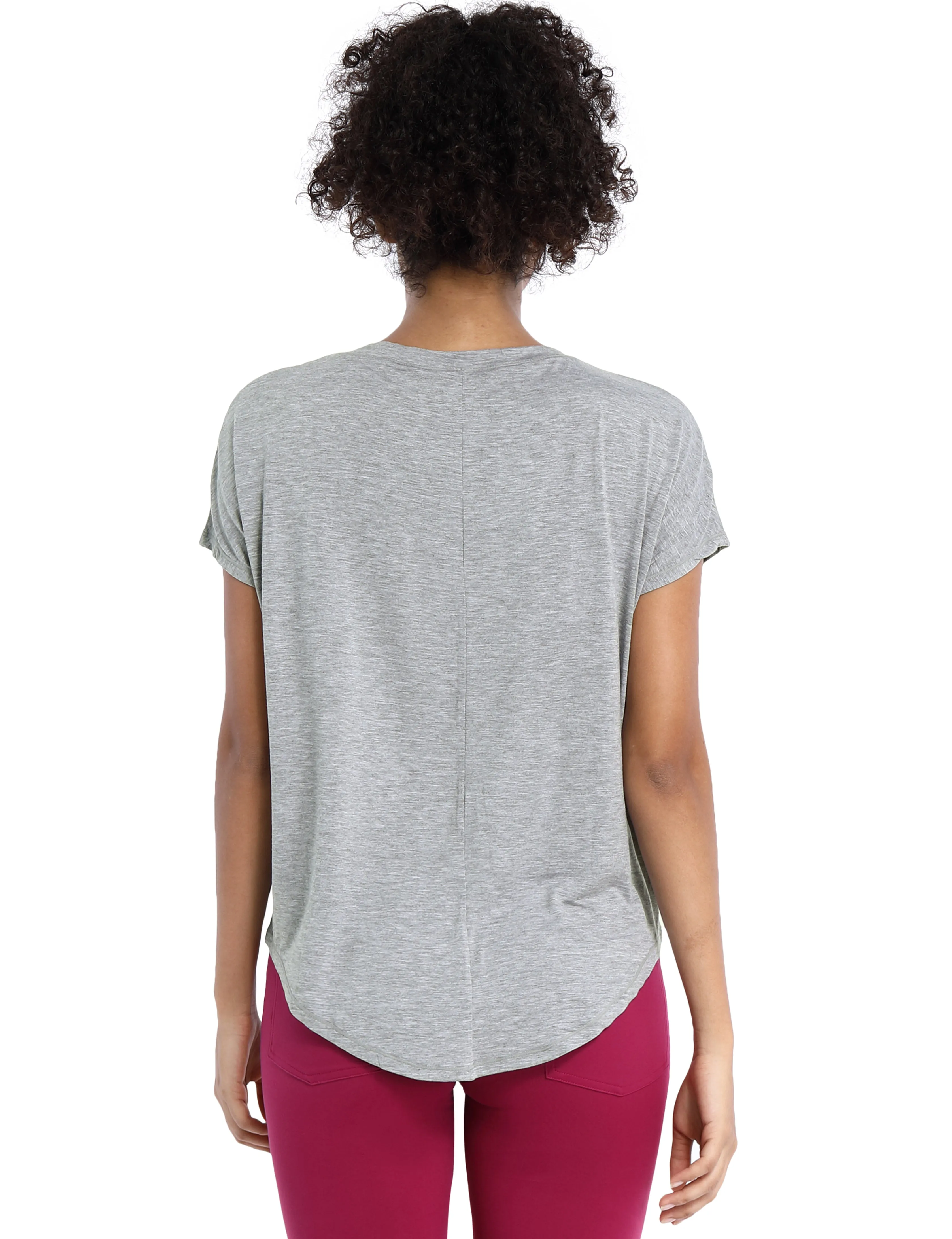 Hip Length Short Sleeve Shirt heathergray_Running