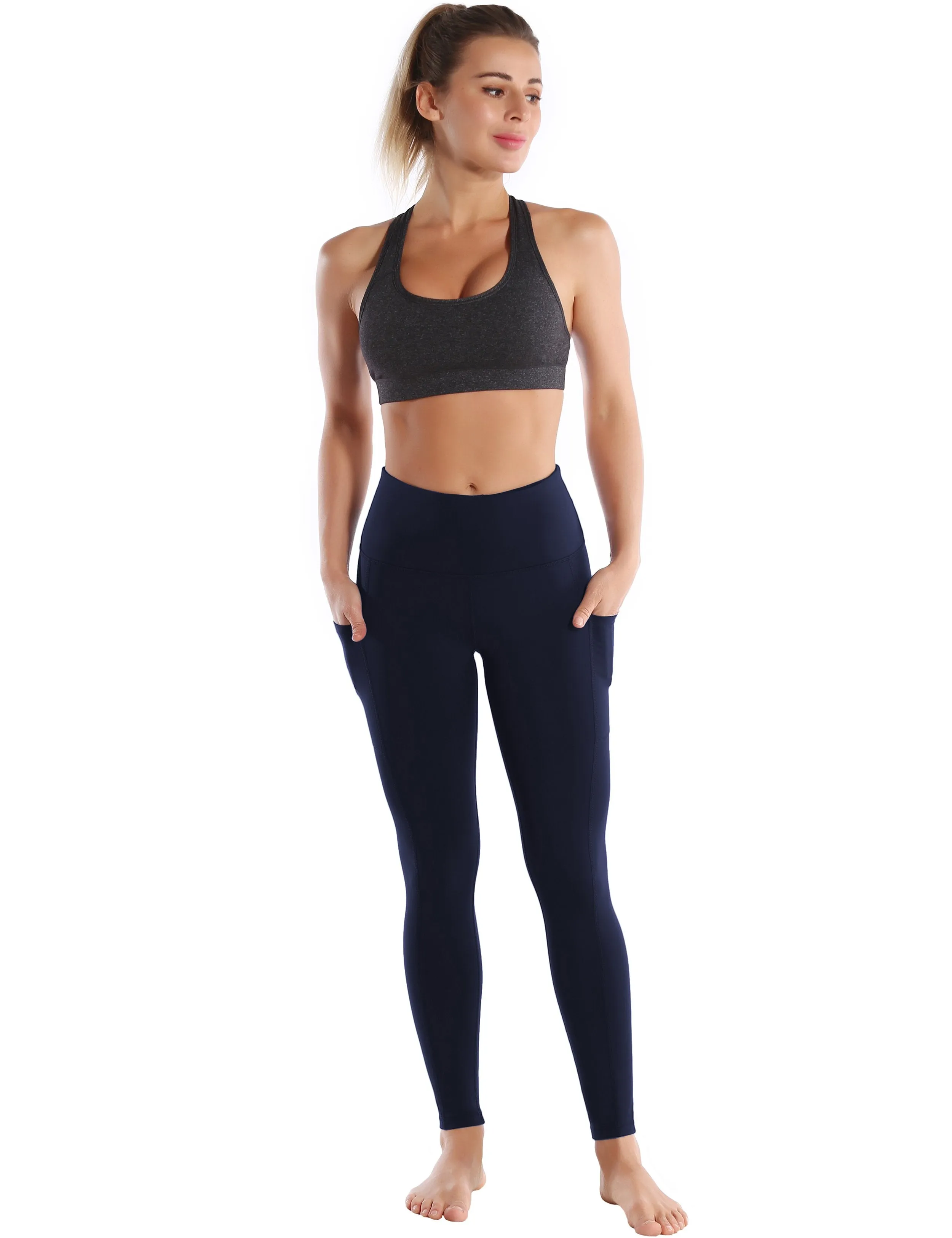 Hip Line Side Pockets Running Pants darknavy ins_Running