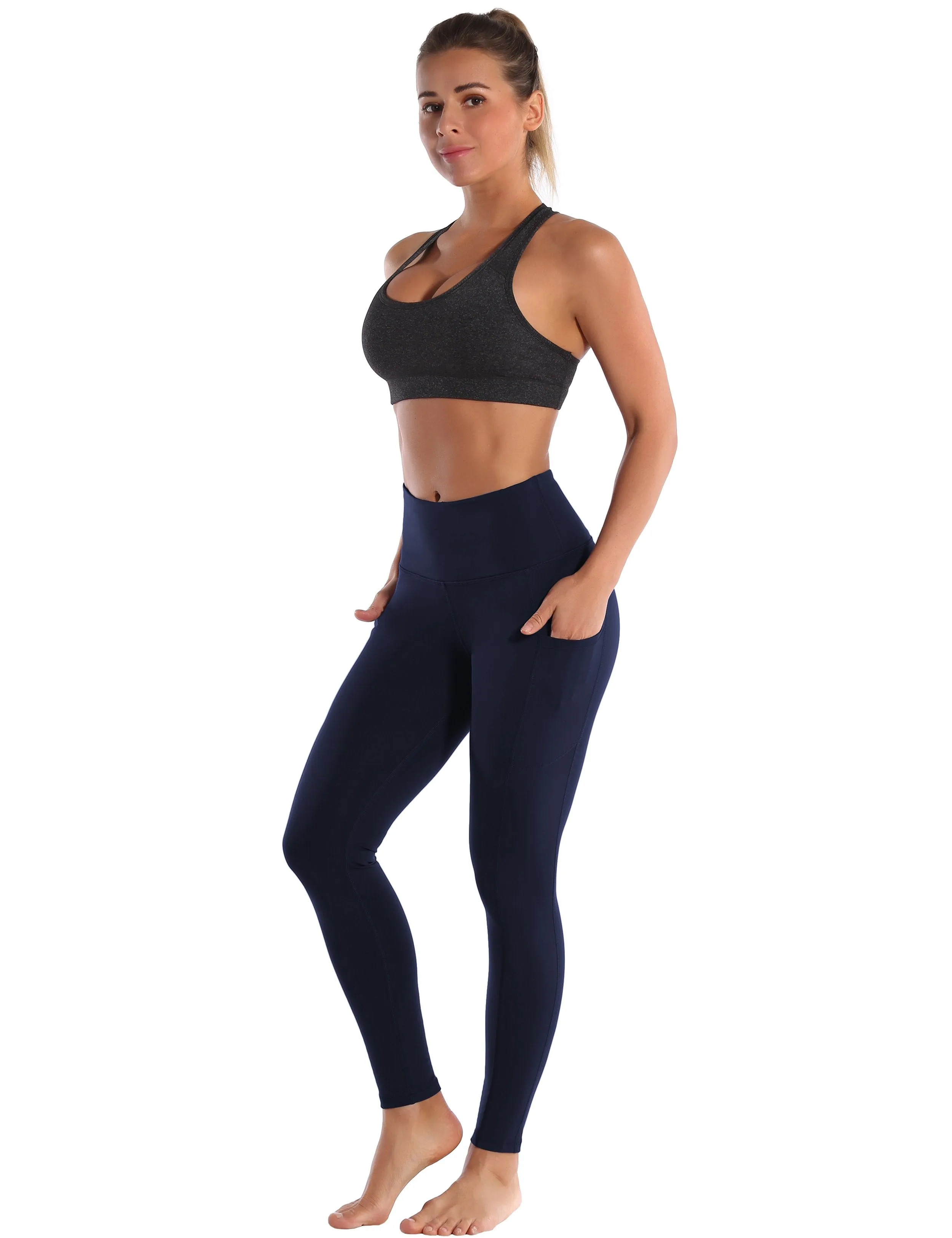 Hip Line Side Pockets Running Pants darknavy ins_Running