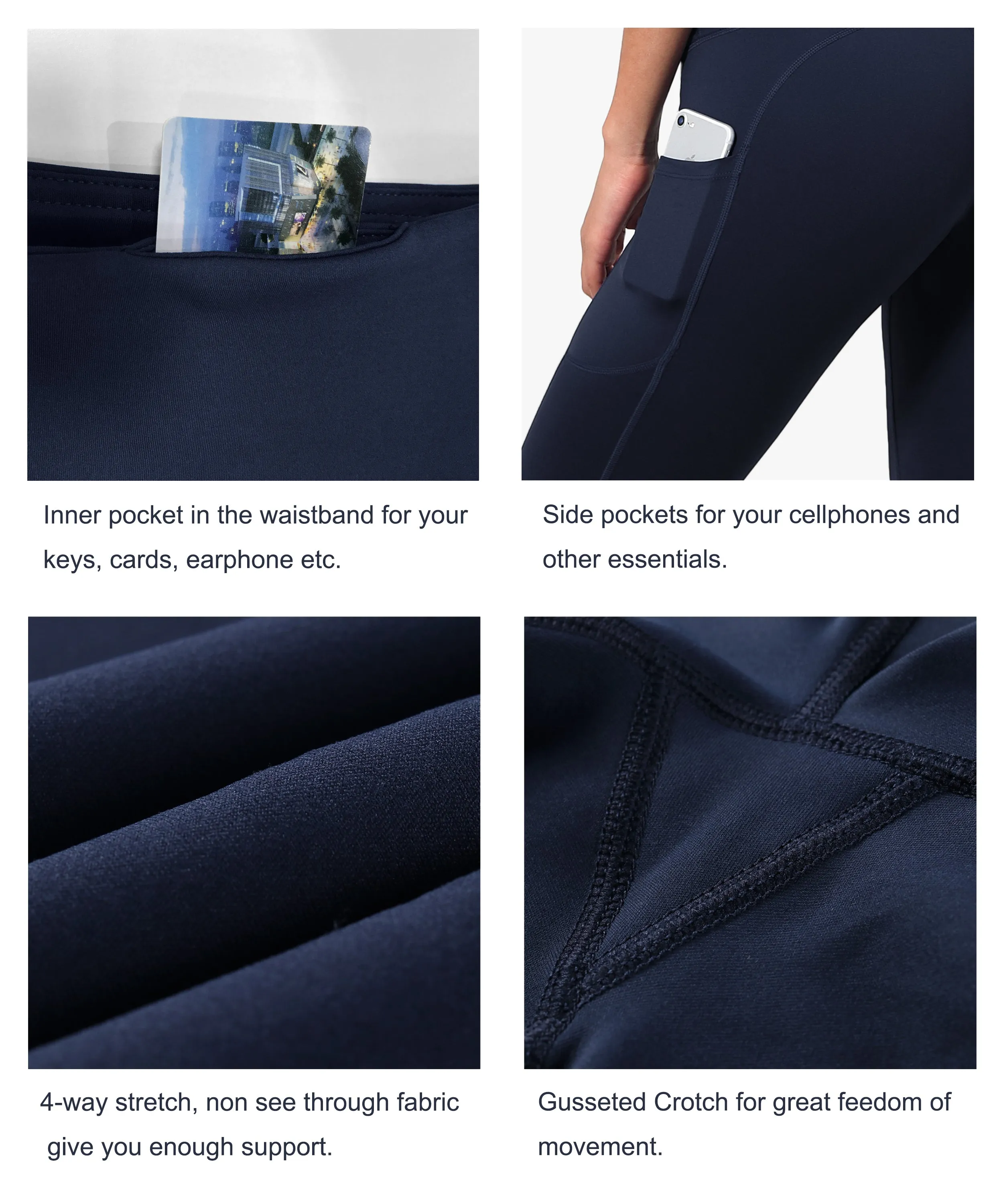 Hip Line Side Pockets Running Pants darknavy_Running