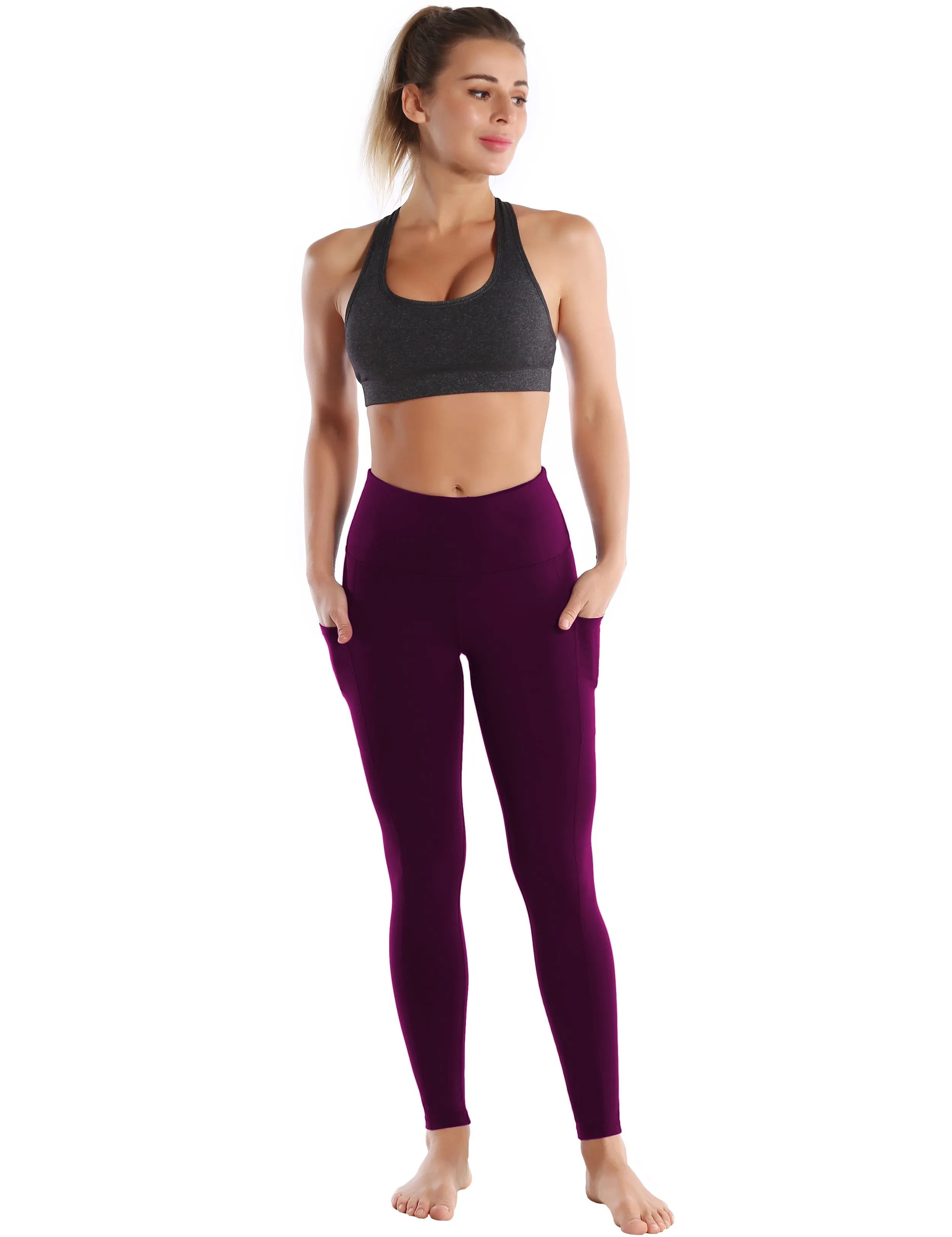 Hip Line Side Pockets Running Pants plum_Running