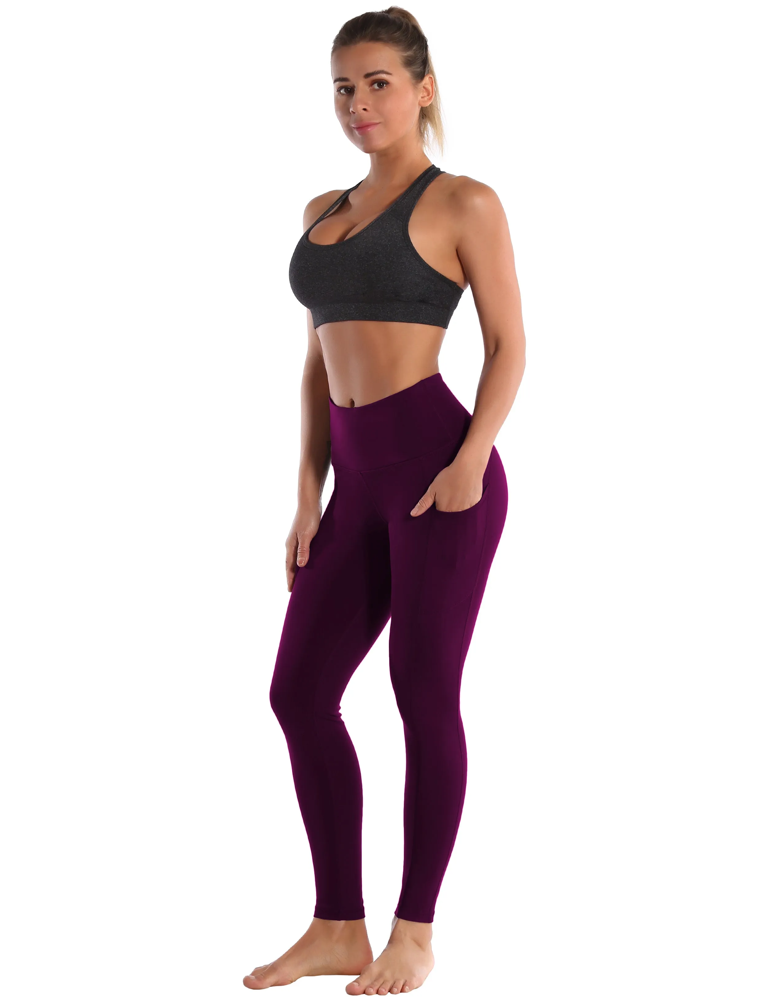 Hip Line Side Pockets Running Pants plum_Running