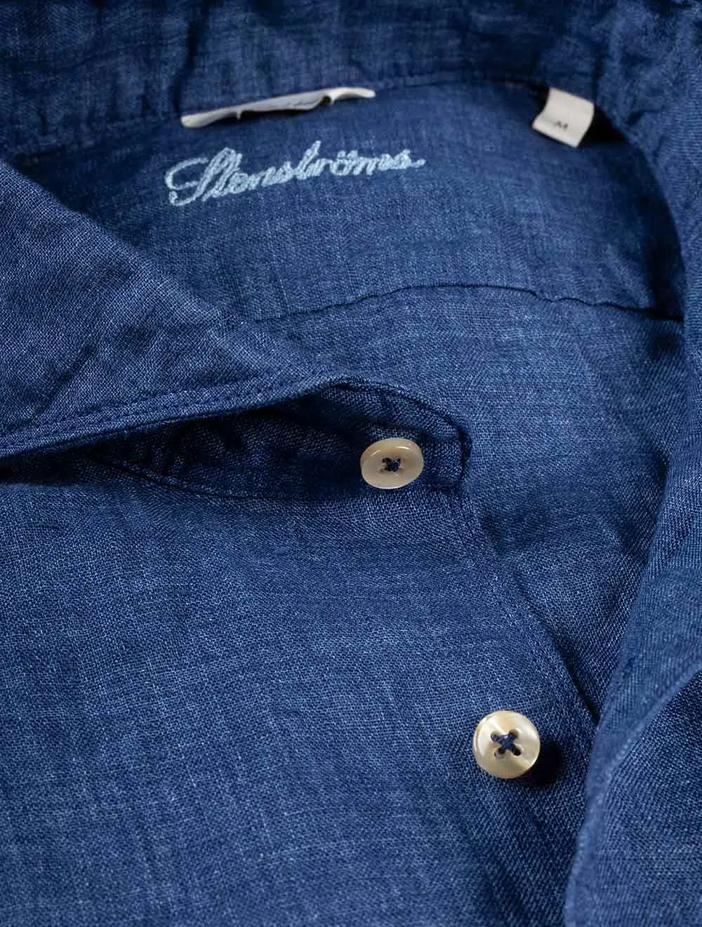 Linen Fitted Body Shirt Navy