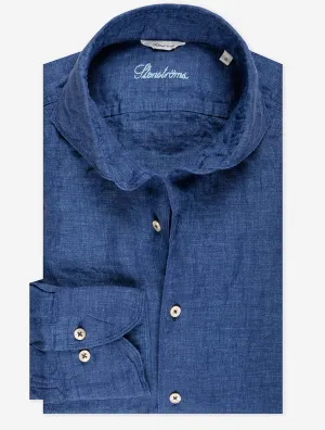 Linen Fitted Body Shirt Navy