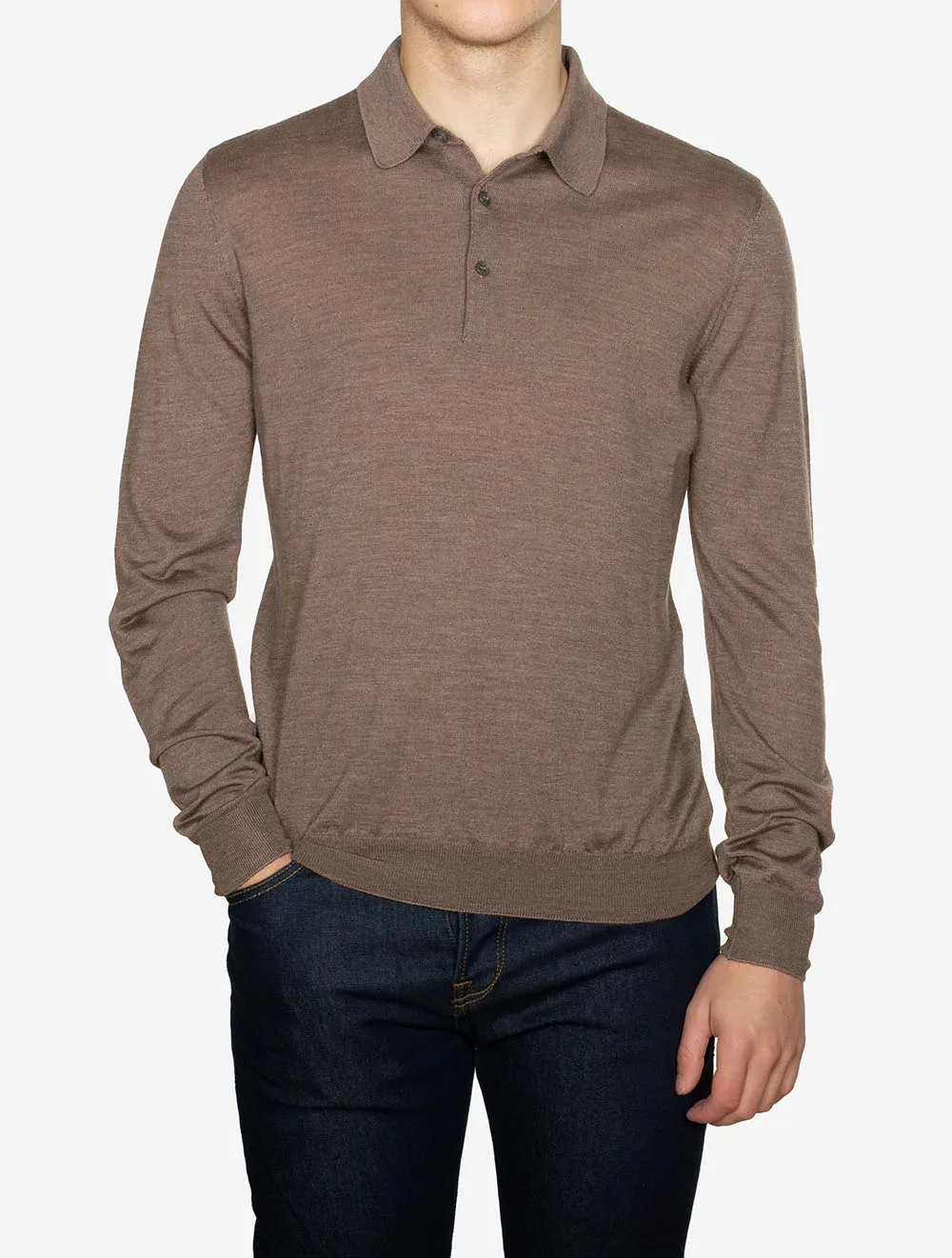 Long Sleeve Polo Brown