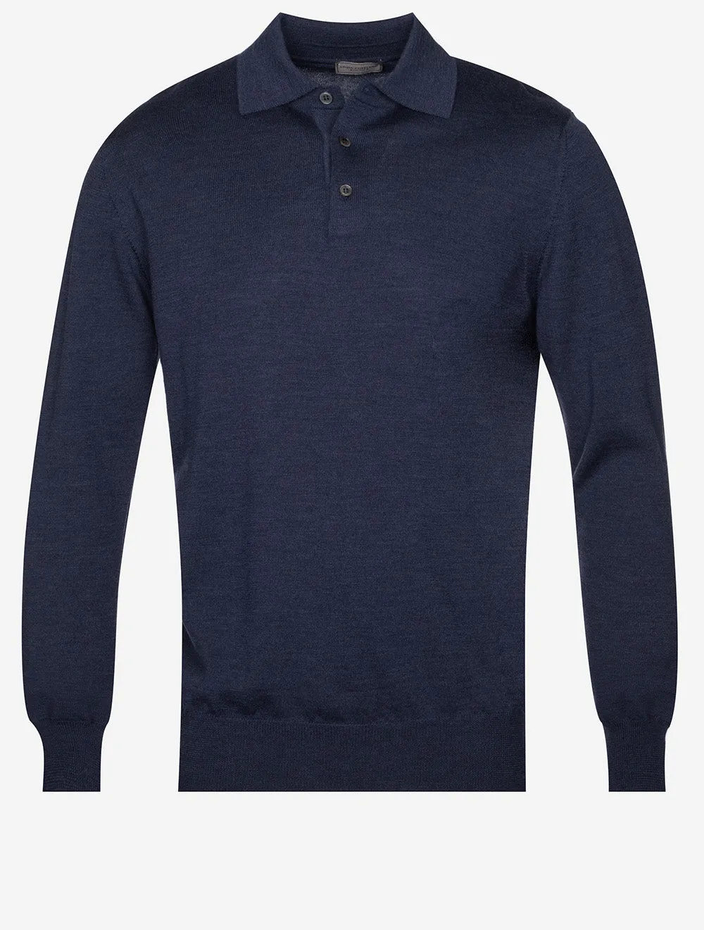 Merino Long Sleeve Polo Blue
