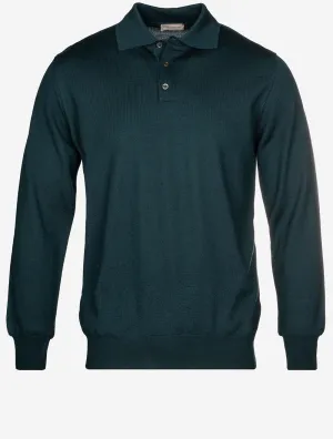 Merino Long Sleeve Polo Green