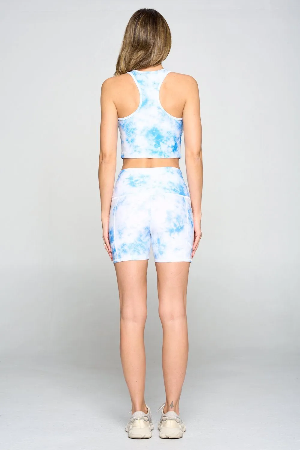 Mia Shorts - Blue Cloud Shorts w Pockets 5" (High-Waist)