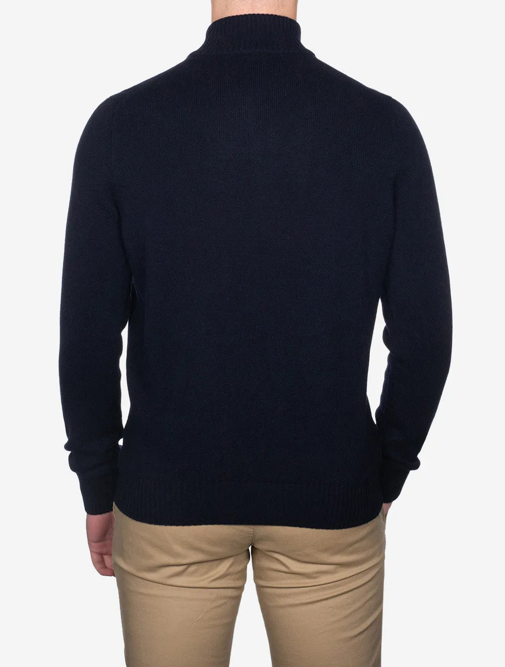 Mock Neck In A Wool And Cashmere Blend Navy