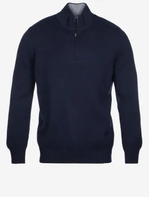 Mock Neck In A Wool And Cashmere Blend Navy