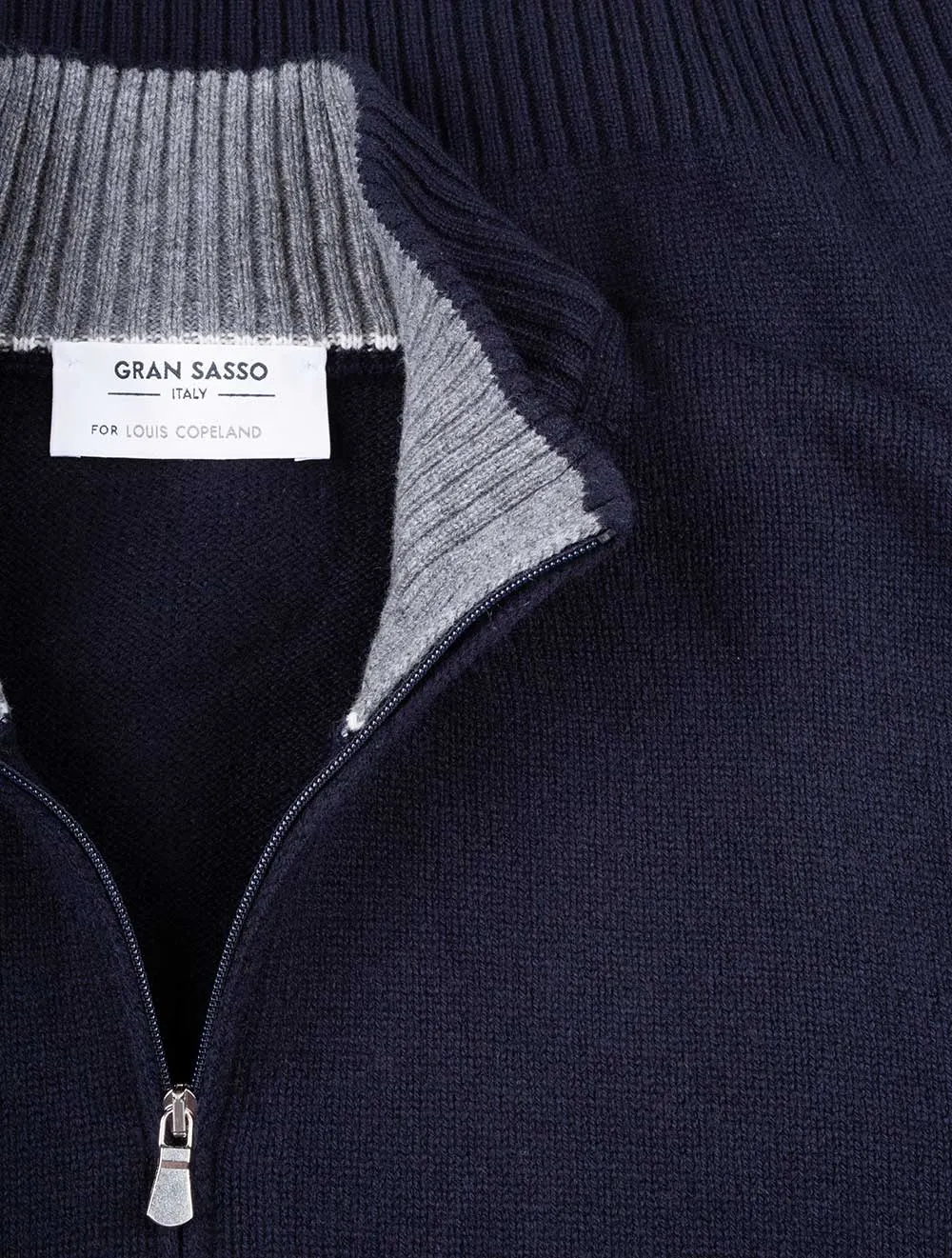 Mock Neck In A Wool And Cashmere Blend Navy