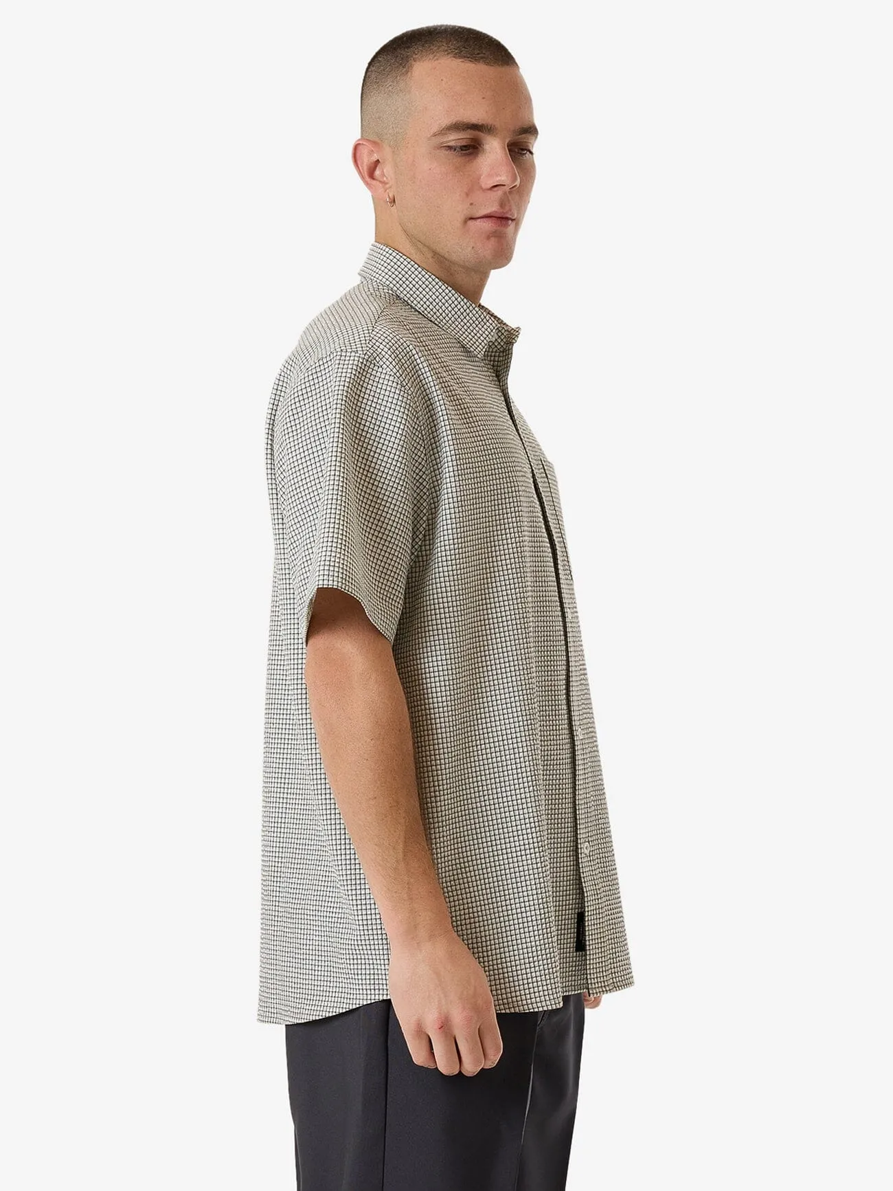 Morphing Check Short Sleeve Shirt - Light Grey