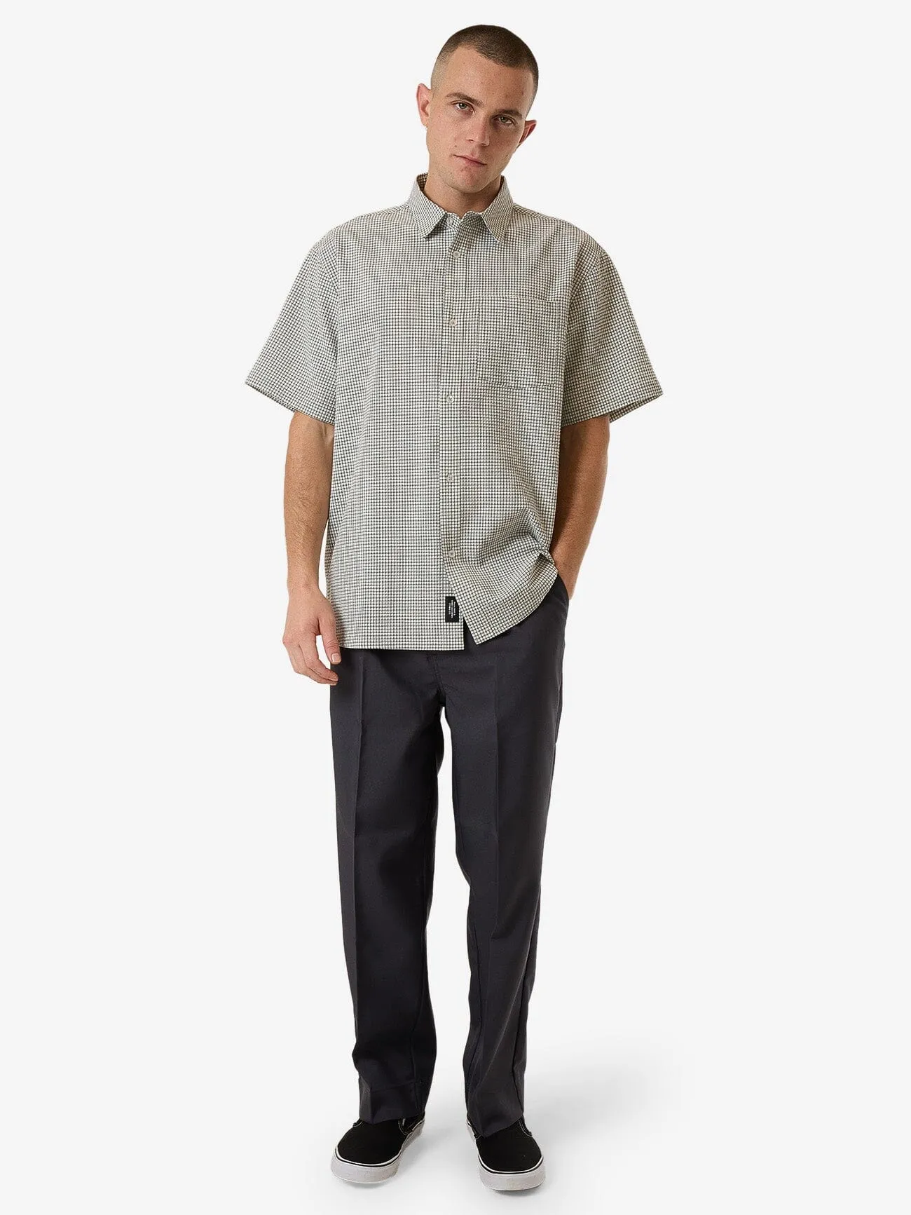 Morphing Check Short Sleeve Shirt - Light Grey