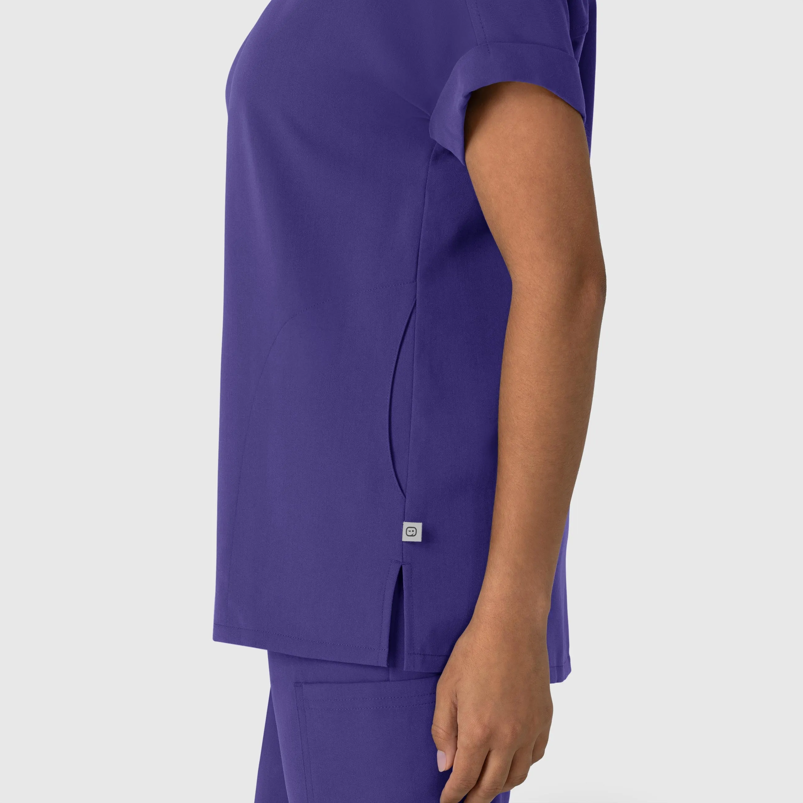 Nova Women's Drop Shoulder Boxy Scrub Top - Grape