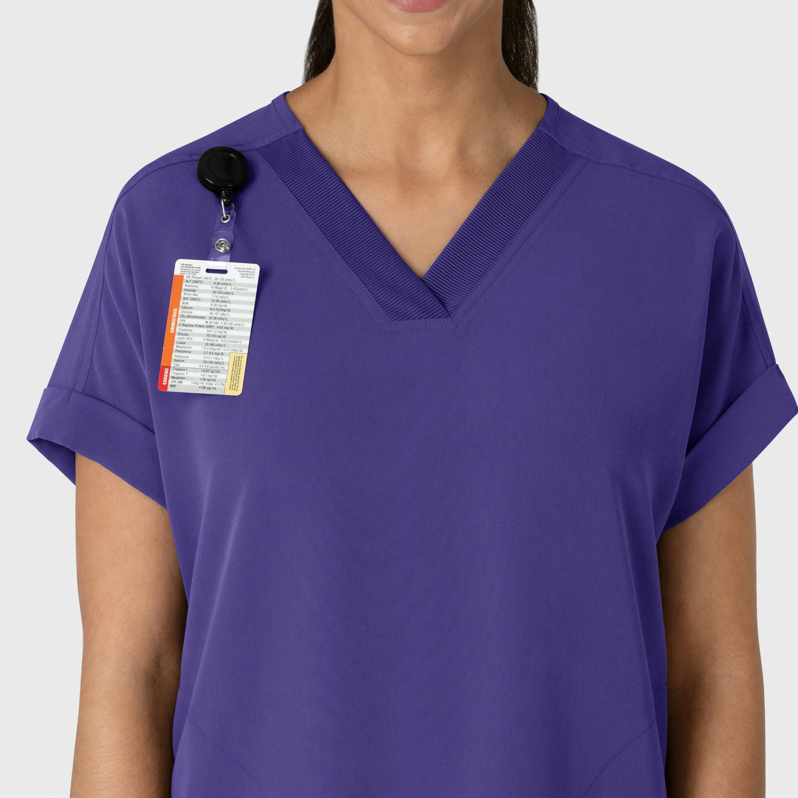 Nova Women's Drop Shoulder Boxy Scrub Top - Grape