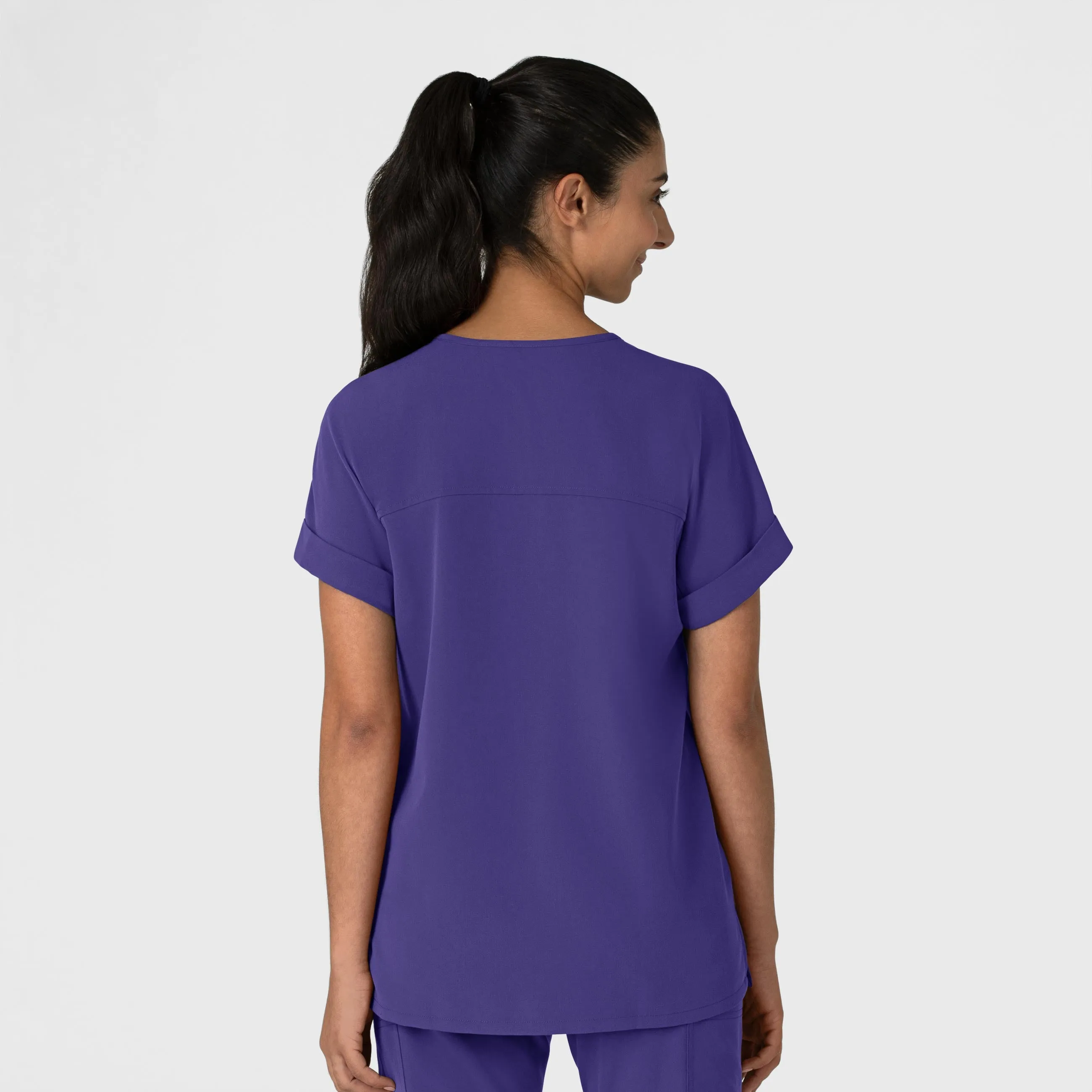 Nova Women's Drop Shoulder Boxy Scrub Top - Grape