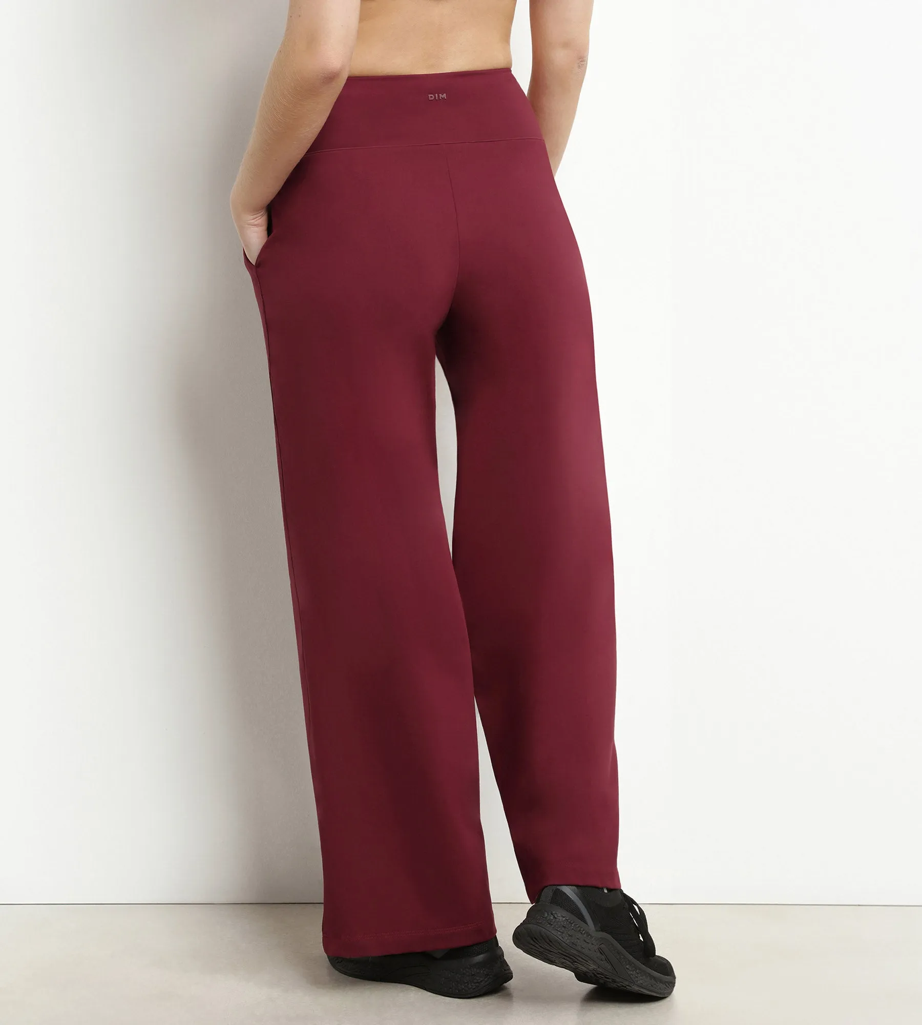 Pantalon de sport femme large en jersey stretch Bordeaux Dim Move