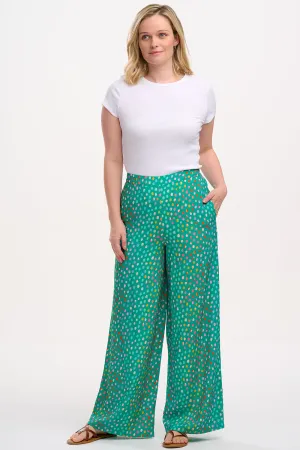 Patsy Palazzo Pants - Green. Rainbow Pebbles