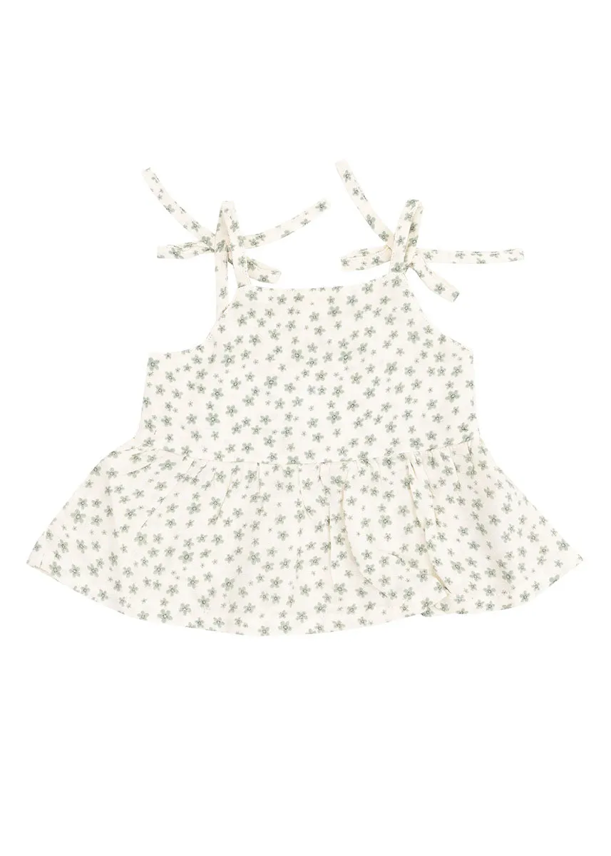 Peplum Tank & Smocked Waist Pant Set - Jadeite Simple Floral