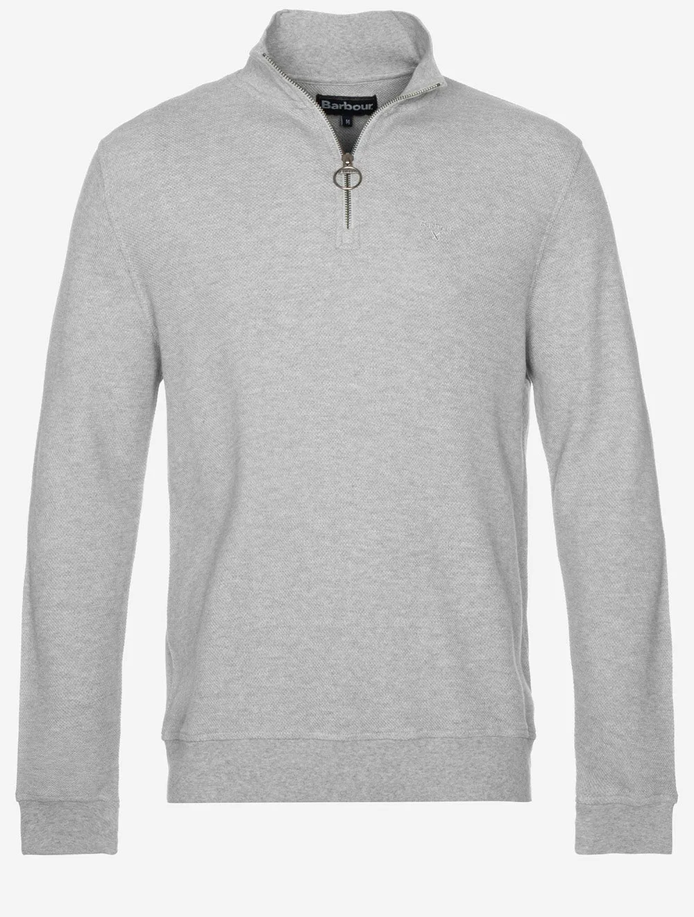 Pique Interlock Cotton Half-Zip Sweatshirt Grey