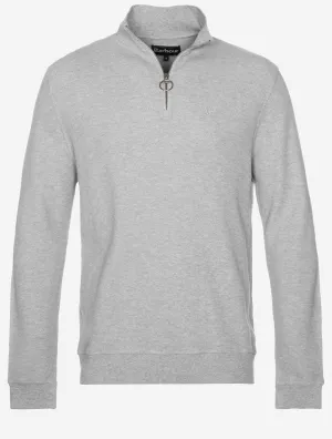 Pique Interlock Cotton Half-Zip Sweatshirt Grey