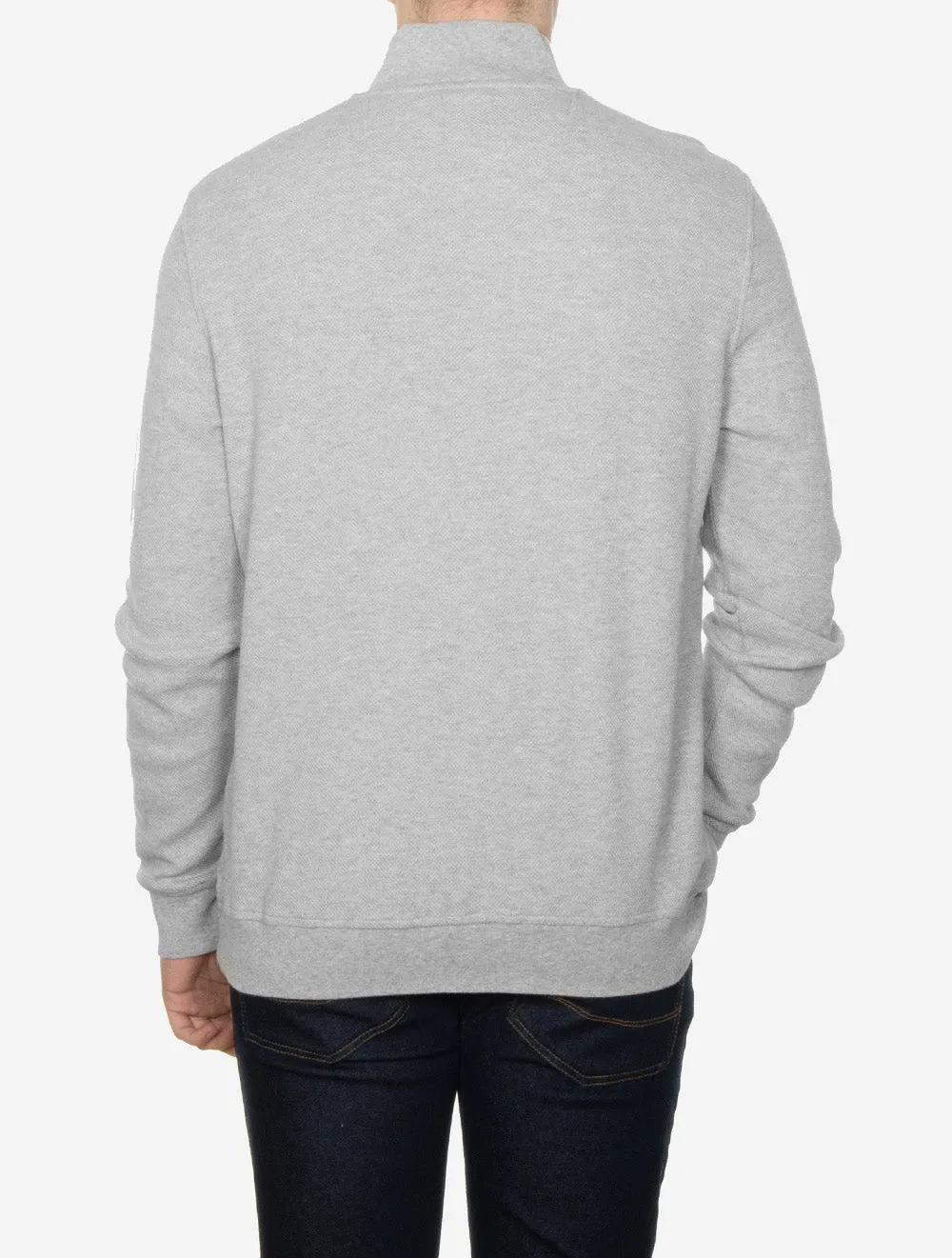 Pique Interlock Cotton Half-Zip Sweatshirt Grey
