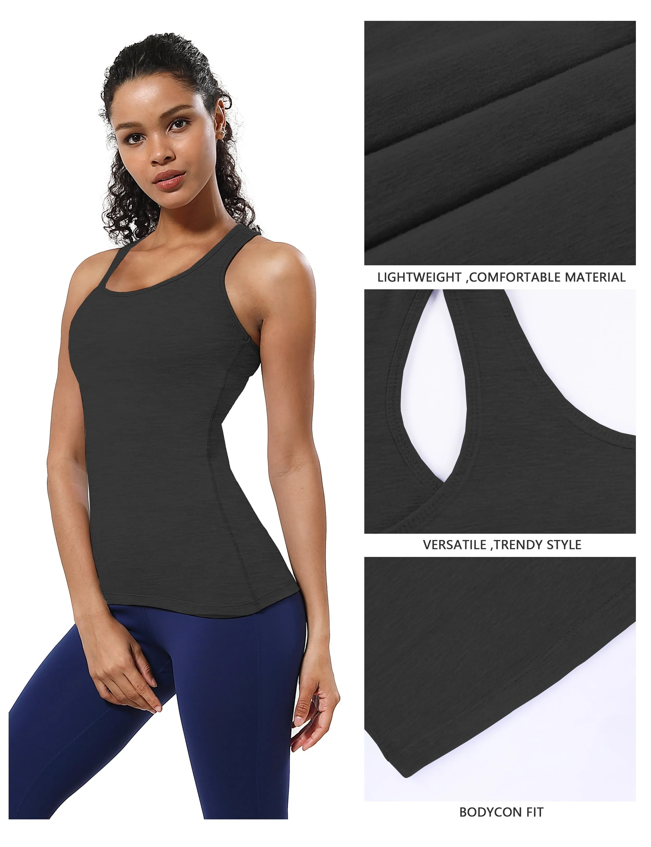 Racerback Athletic Tank Tops heathercharcoal_Jogging