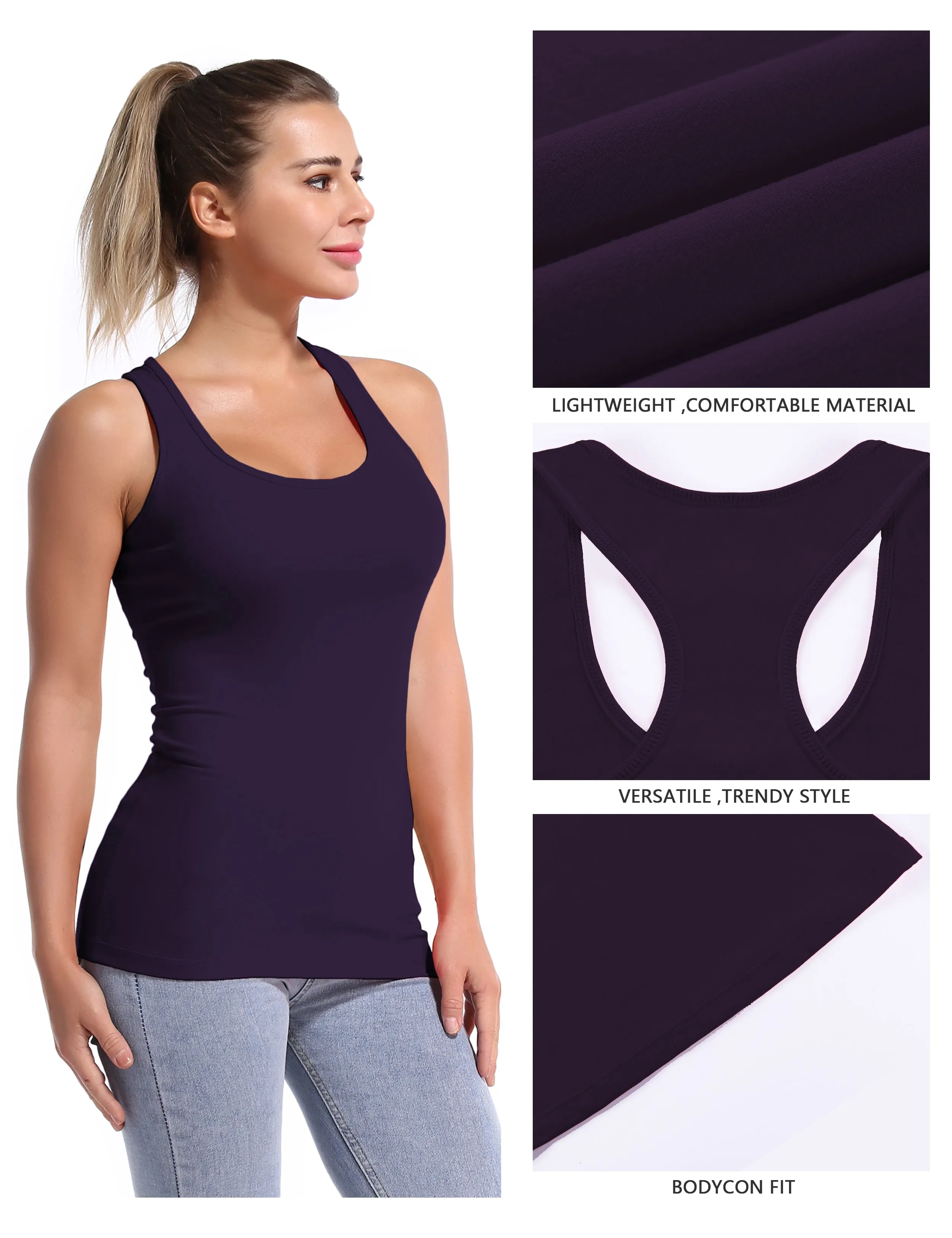 Racerback Athletic Tank Tops midnightblue_Plus Size