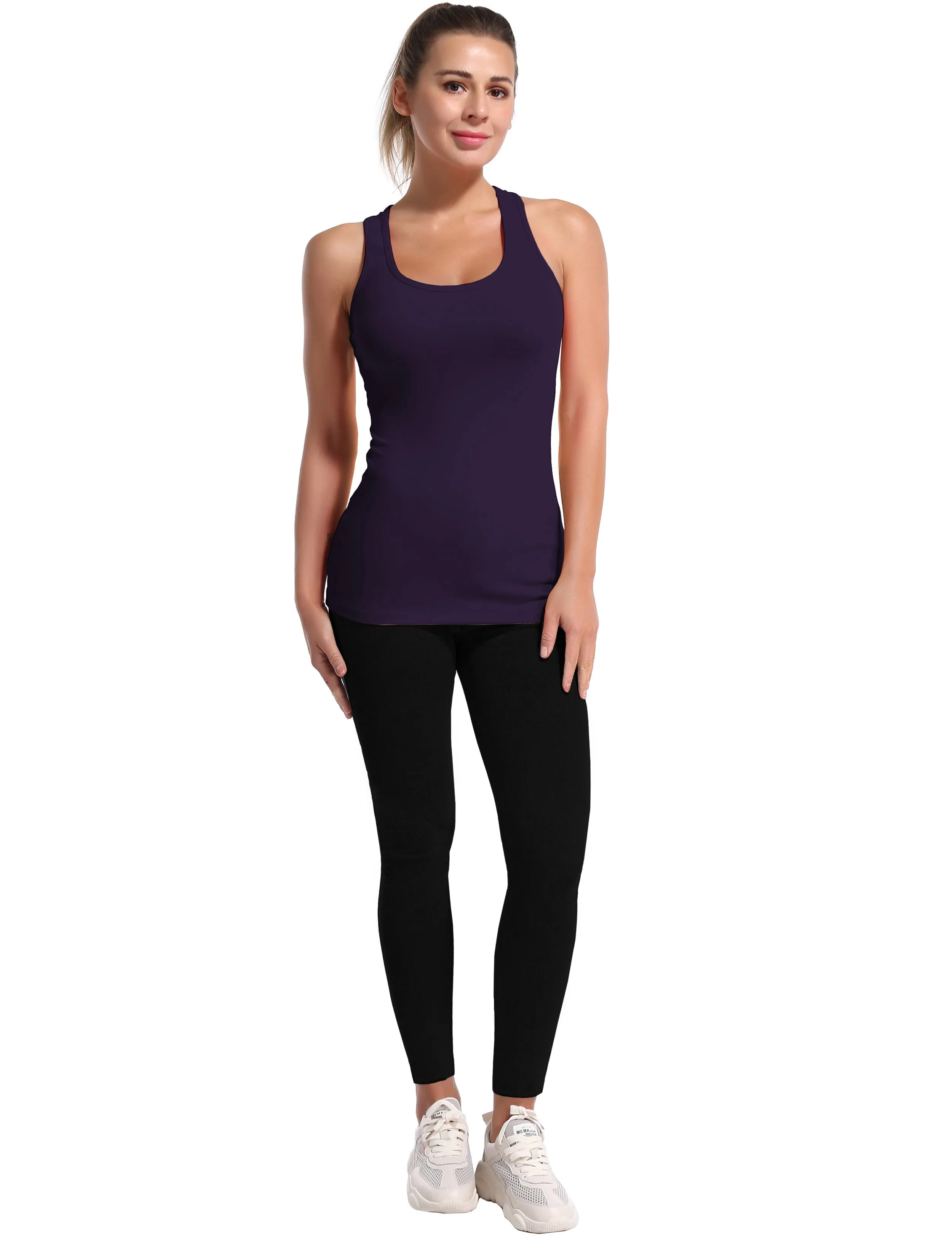 Racerback Athletic Tank Tops midnightblue_Plus Size