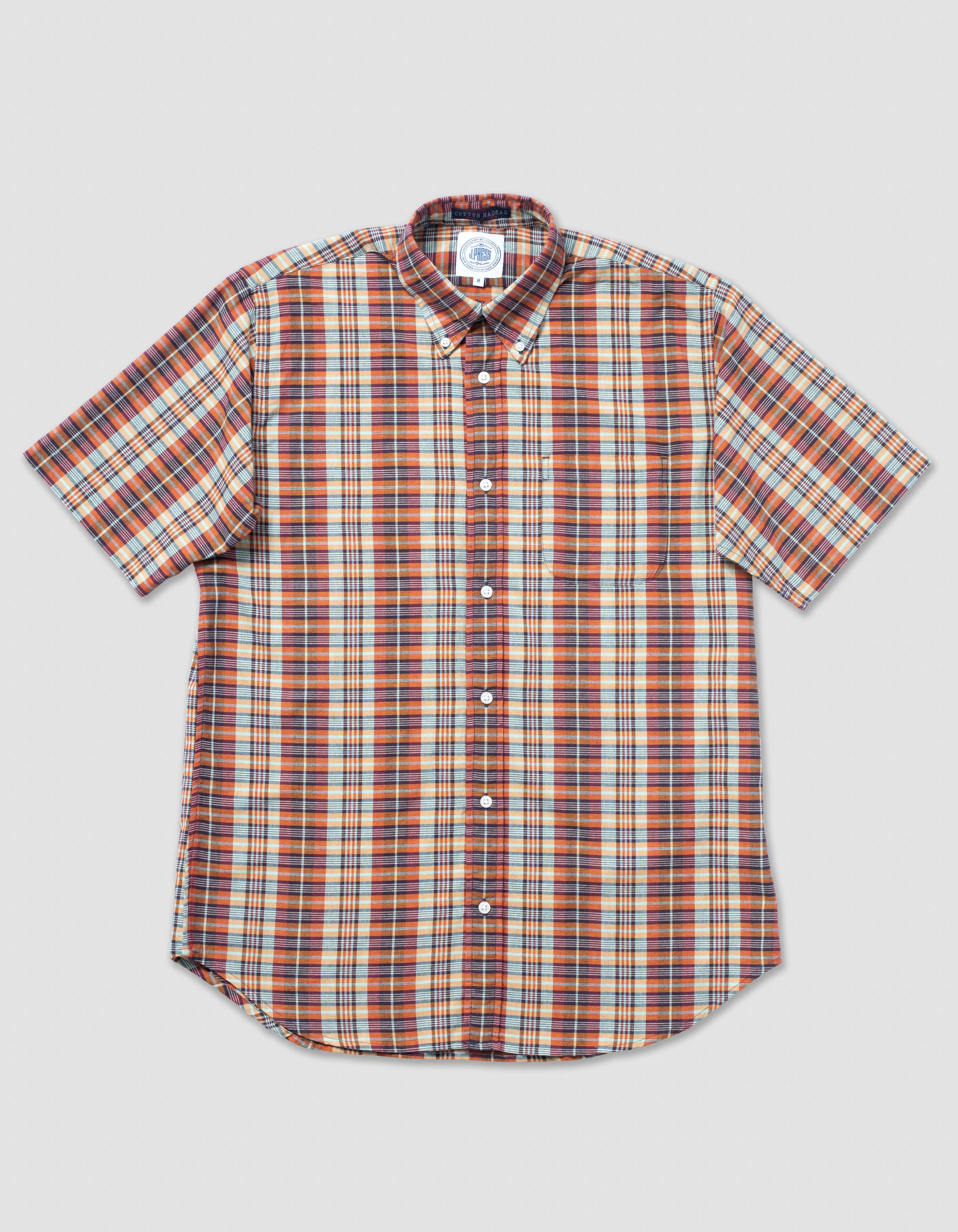 RED/ORANGE MADRAS SHORT SLEEVE SHIRT