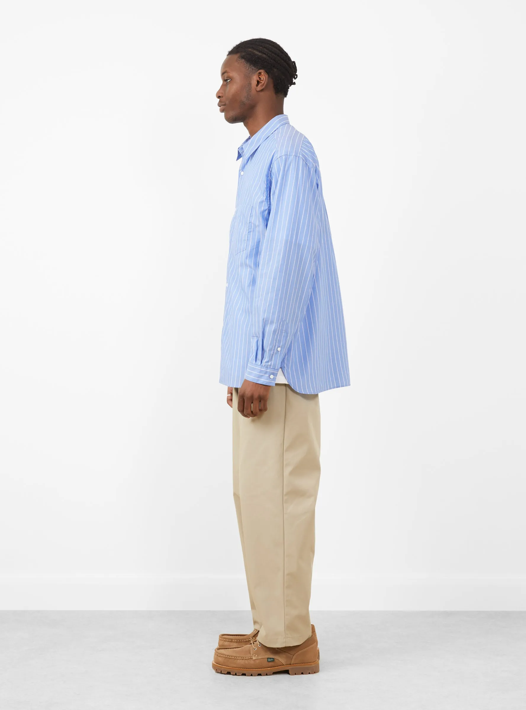 Regular Collar Shirt Blue Stripe