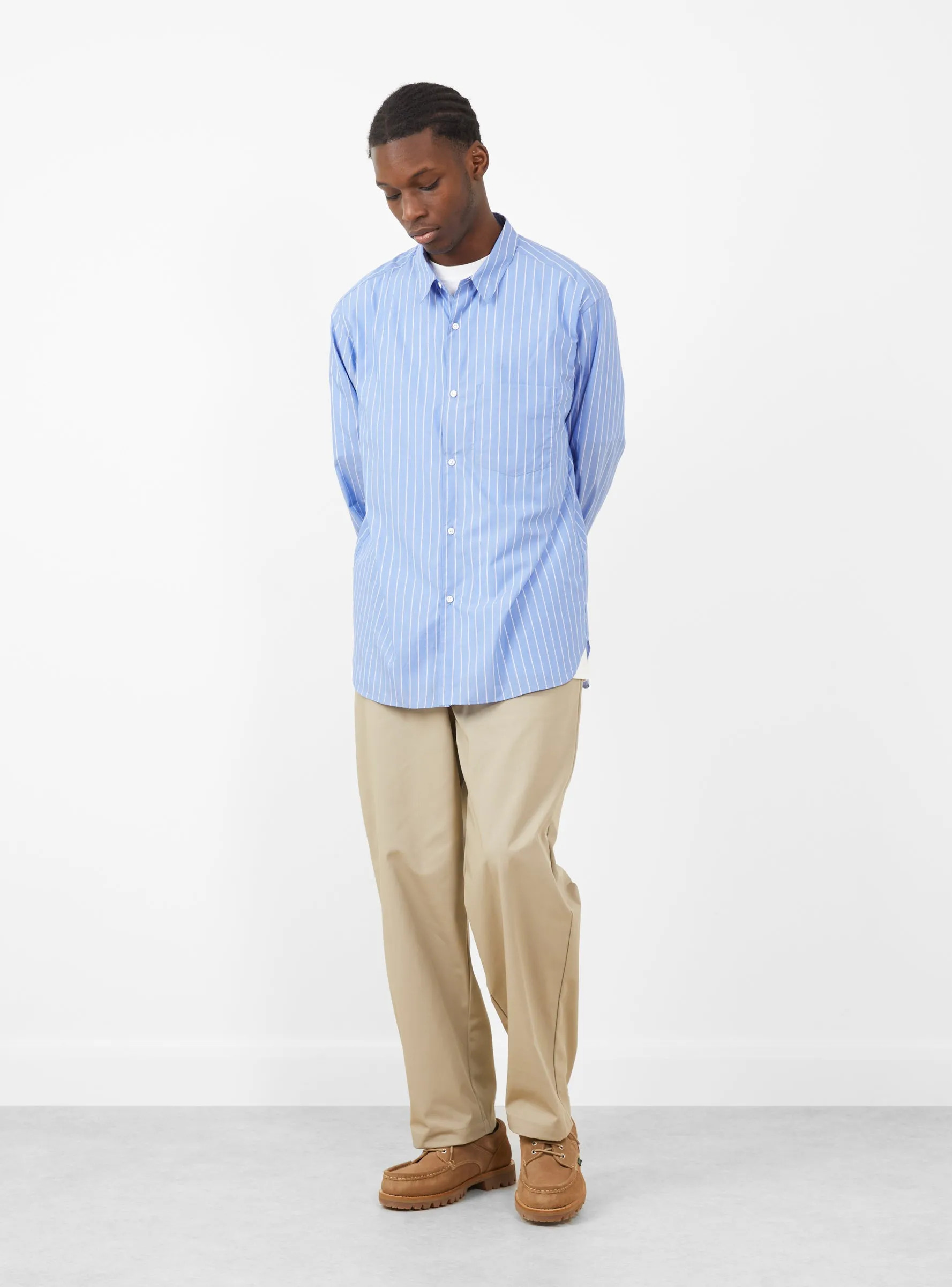 Regular Collar Shirt Blue Stripe