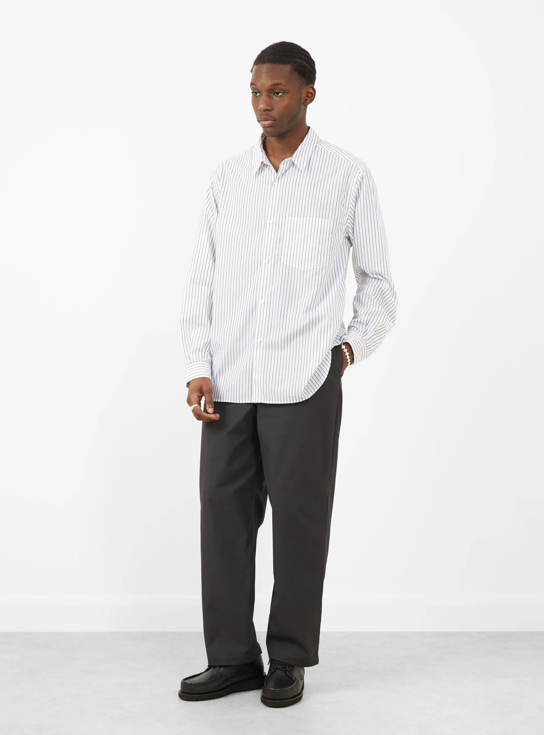 Regular Collar Shirt White Stripe