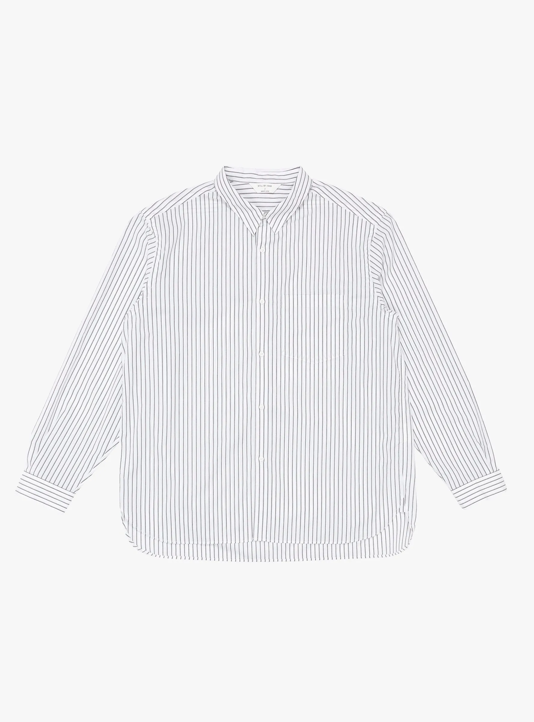 Regular Collar Shirt White Stripe