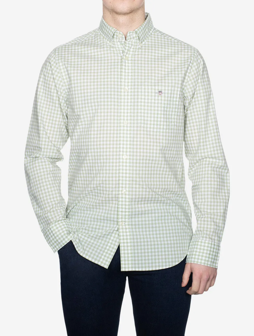 Regular Fit Poplin Gingham Shirt Milky Matcha