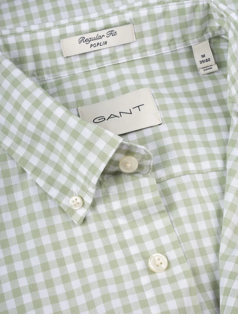 Regular Fit Poplin Gingham Shirt Milky Matcha