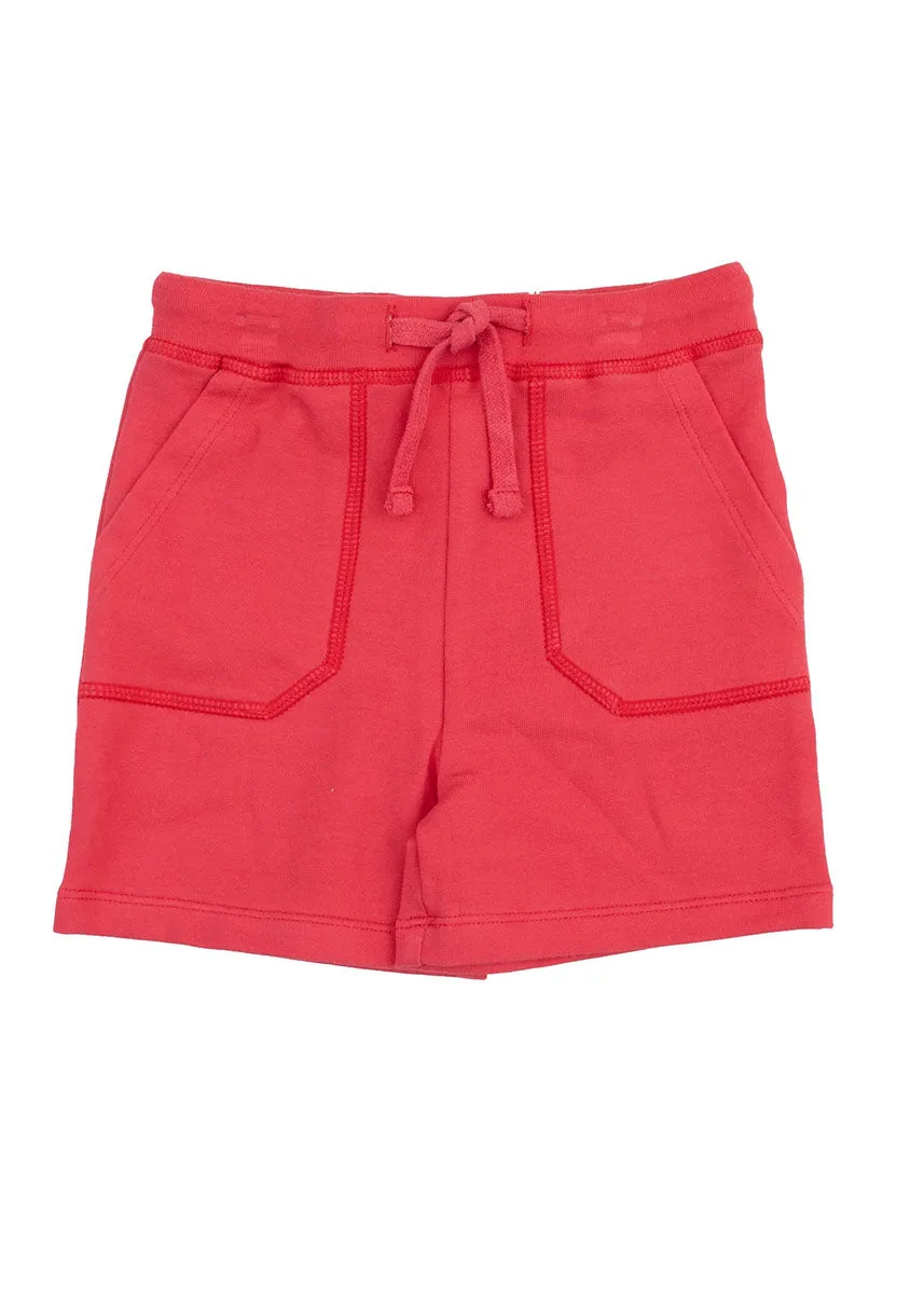 Ribbed Shirt & French Terry Short Set - Red Vintage Stripe