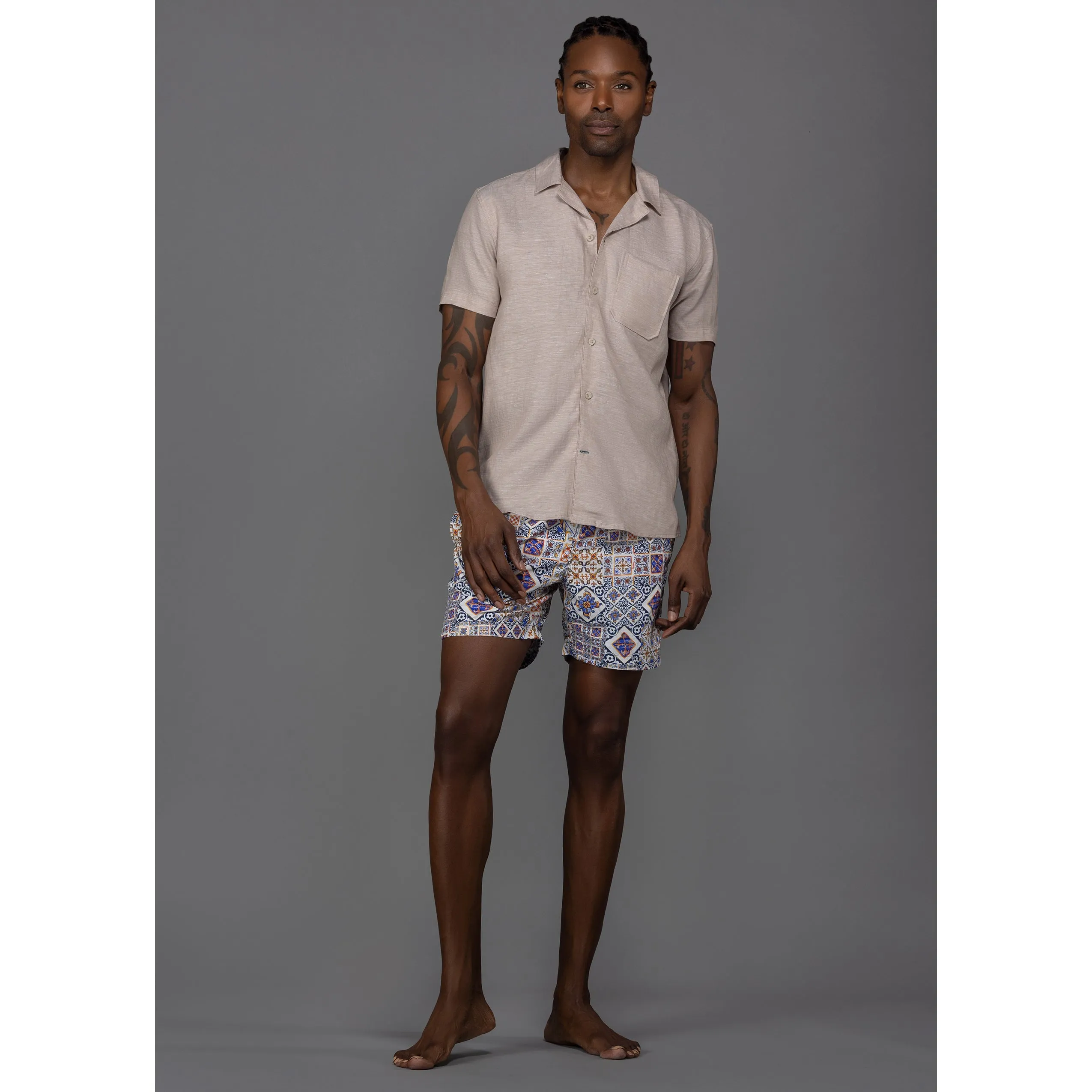 Sandstone Pure Linen Camp Shirt